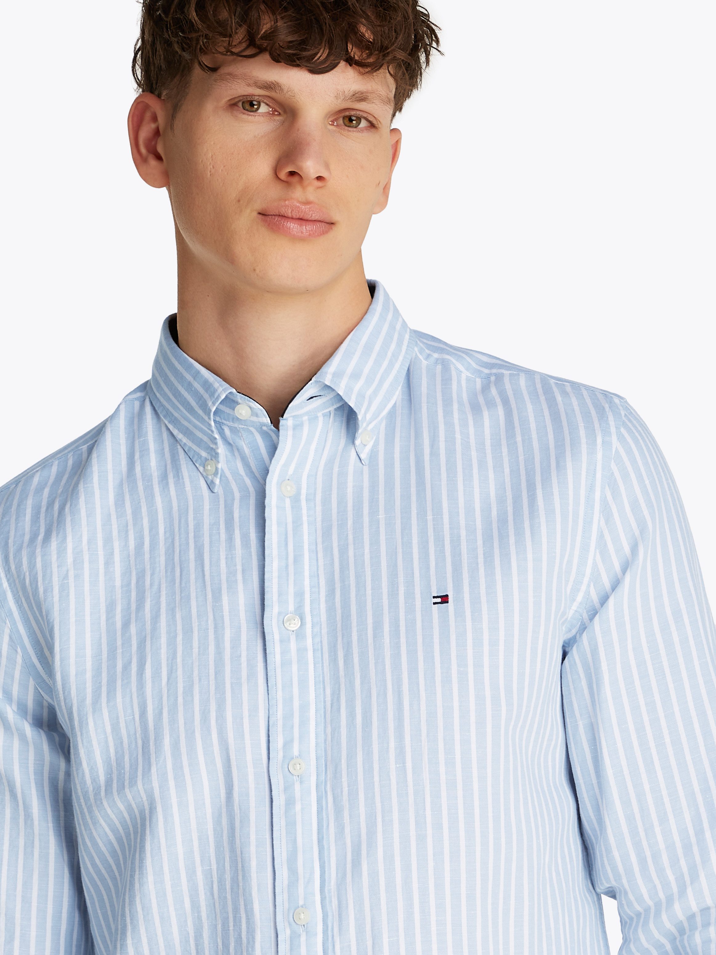 Tommy Hilfiger Overhemd met lange mouwen LINEN BLEND BOLD STRIPE