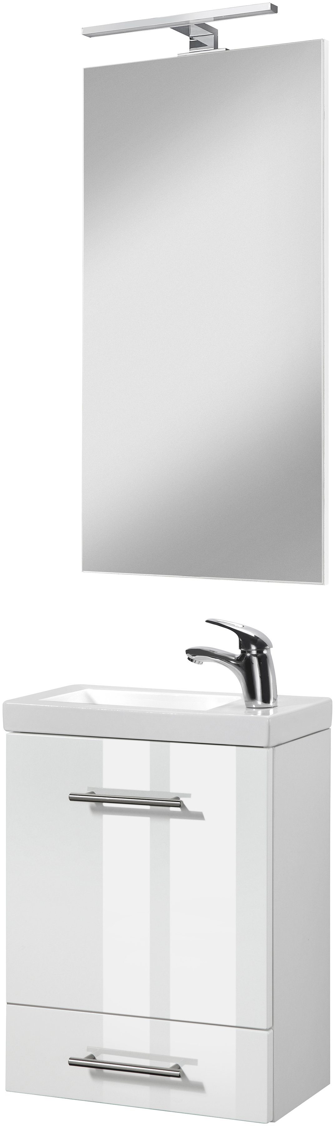 welltime Wastafelmeubel Trento, in verschillende designs en kleuren Badkamermeubel breedte 40 cm, gastenbadkamer SlimLine tweede toilet (set, 4-delig)