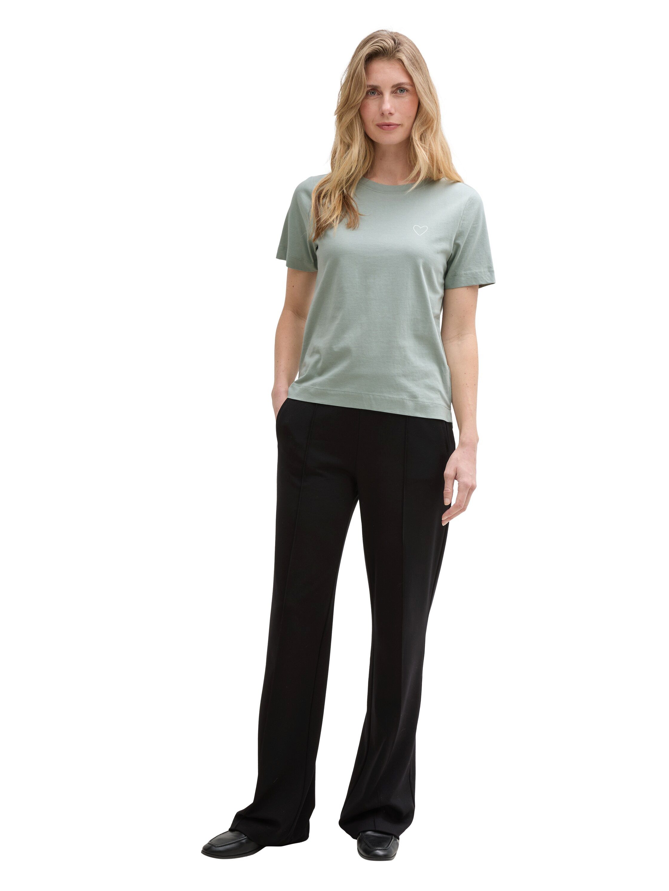 Tom Tailor Shirt met ronde hals met hartmotief als frontprint