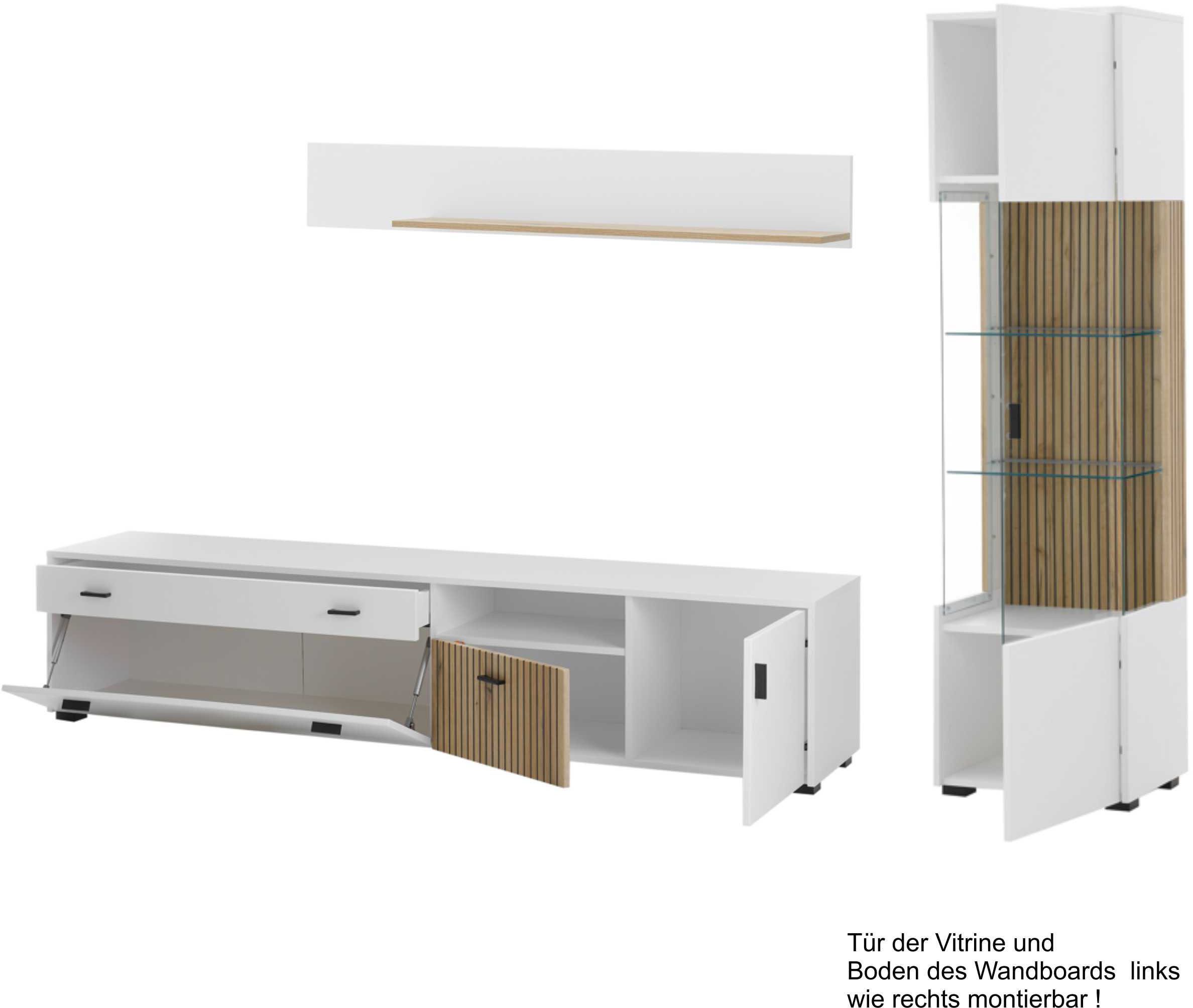 INOSIGN Wandmeubel Hudson met moderne groevenlook, handgrepen van metaal (zwart), breedte 316 cm (set, 3-delig)