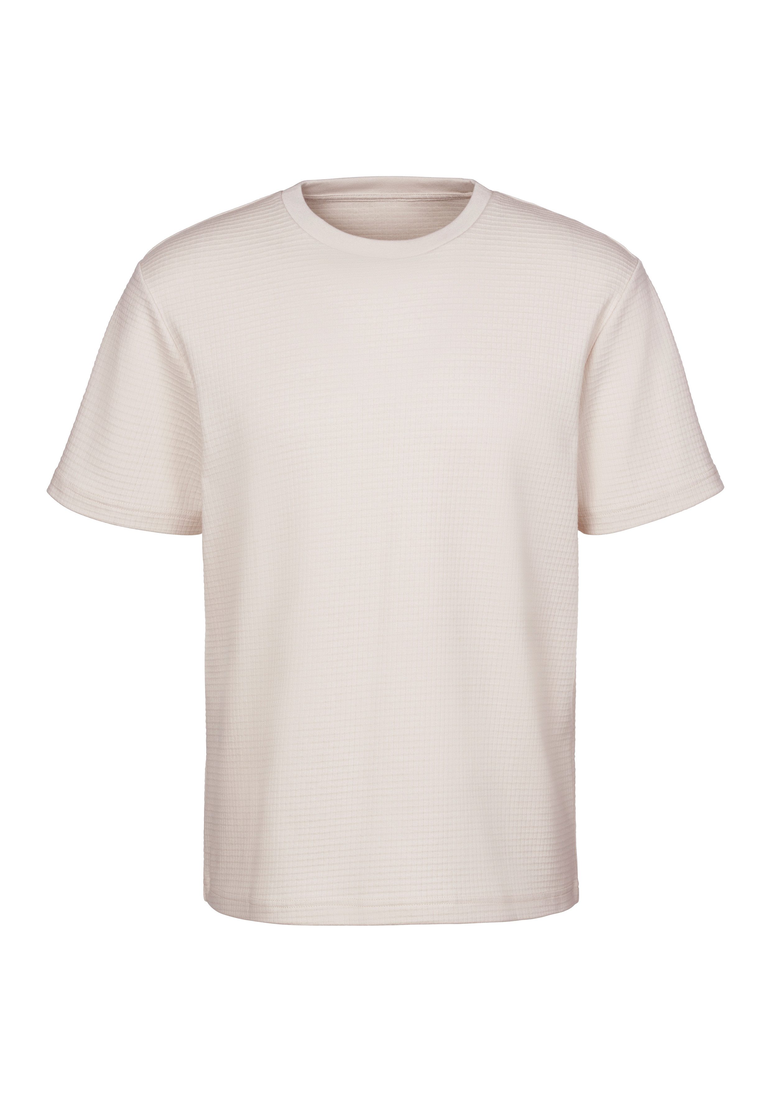 John Devin T-shirt Met structuur Rondhalsshirt met structuur van katoenmix