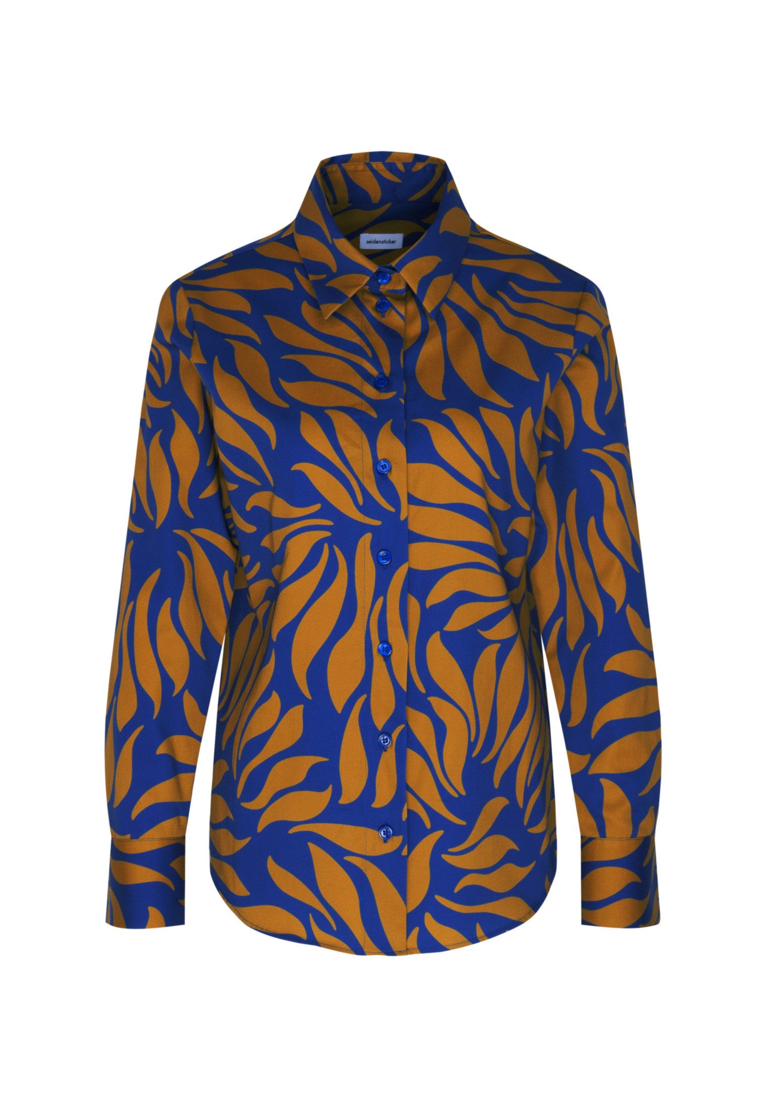 seidensticker Overhemdblouse Zwarte roos Lange mouwen kraag print