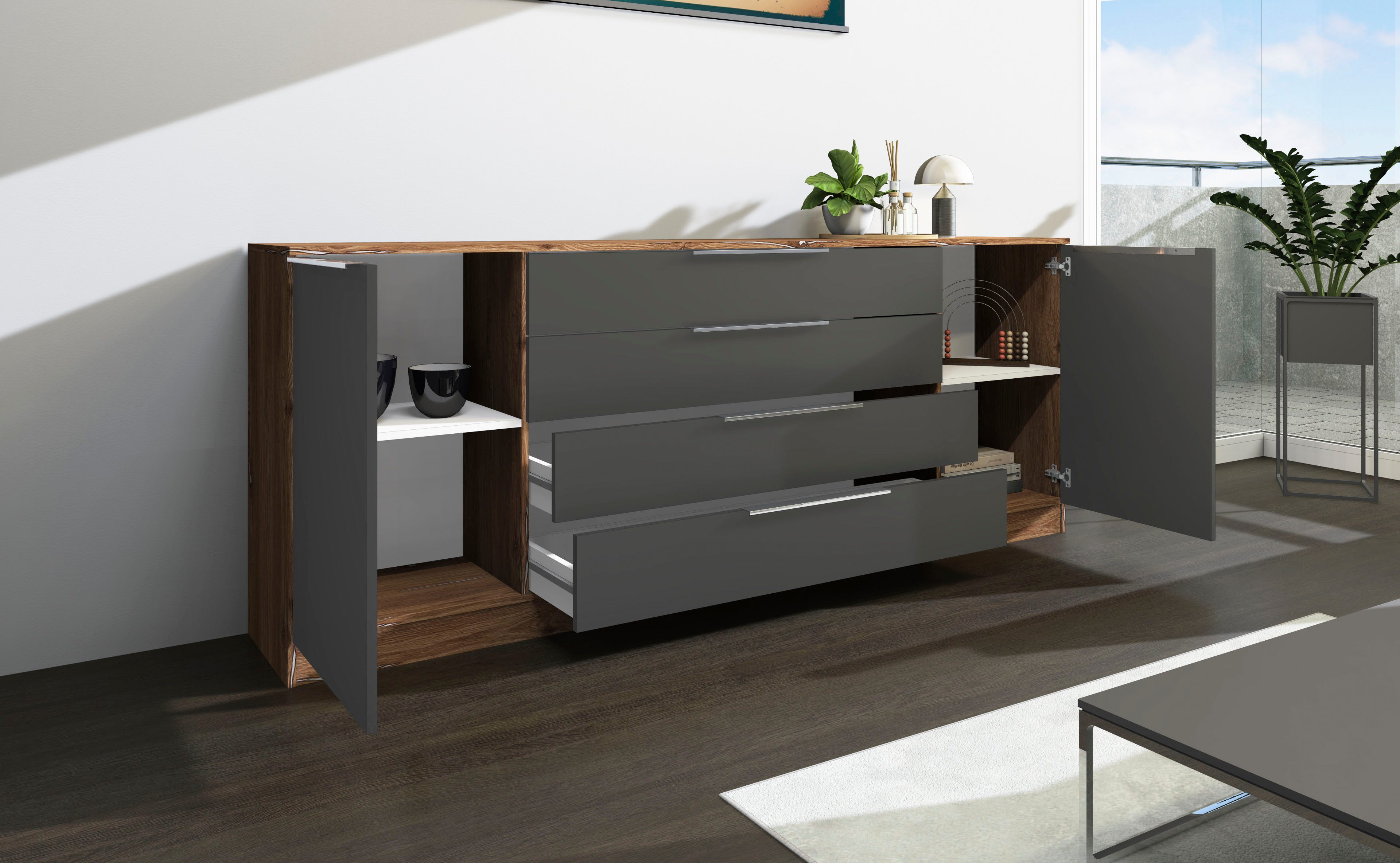 borchardt Möbel Kast Oliva Breedte 200 cm, met 4 lades