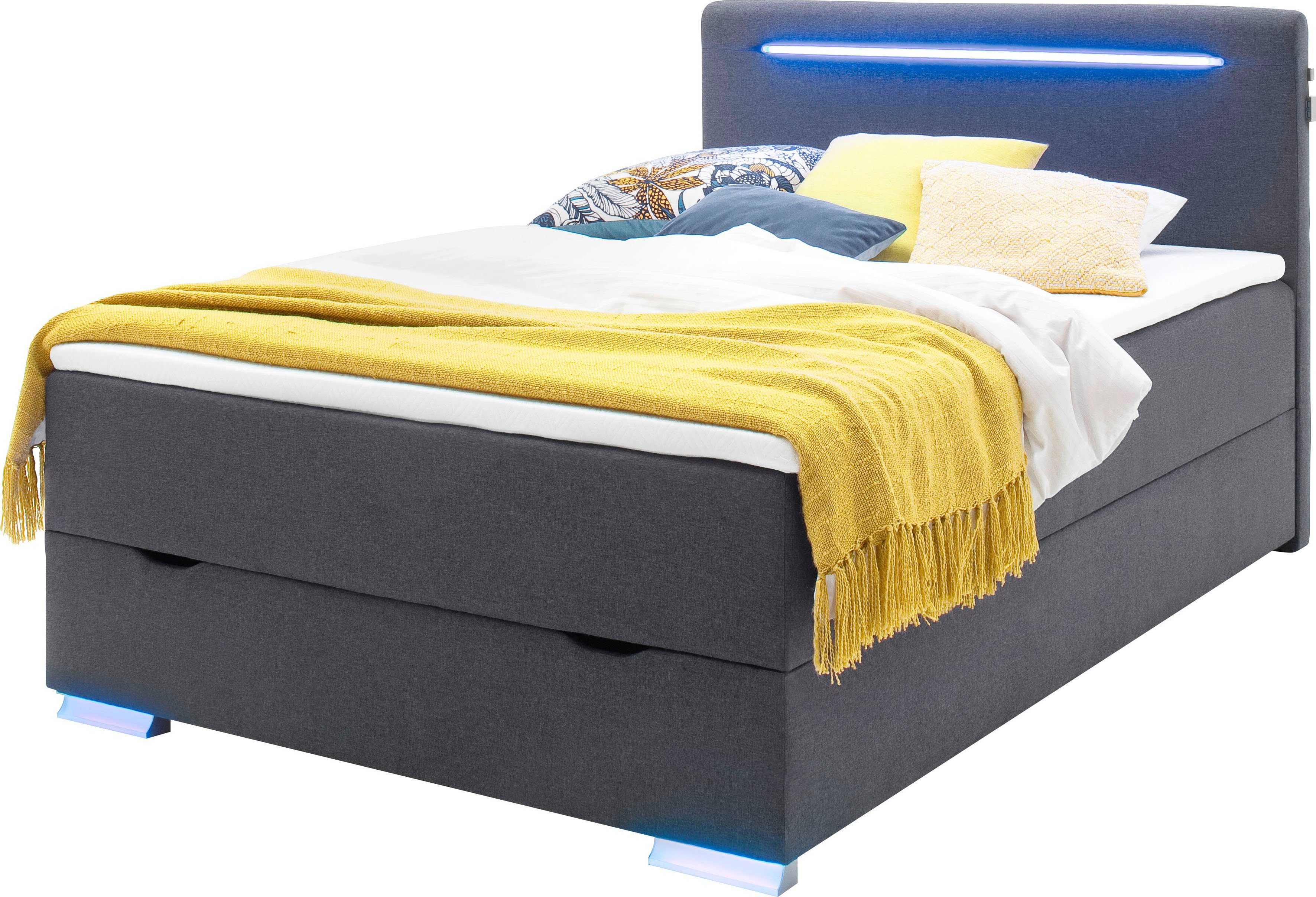 meise.möbel Boxspring Las Vegas Voeten en hoofdbord met ledverlichting, met bedkist en topmatras