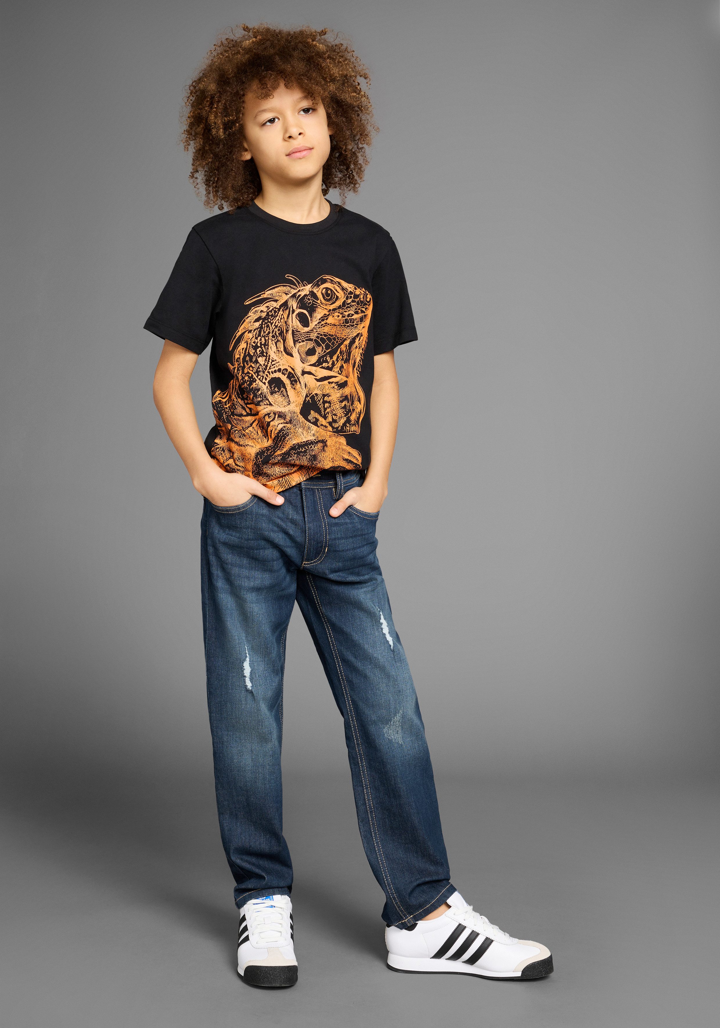 KIDSWORLD T-shirt GECKO Korte mouwen, basic pasvorm, bedrukt, ronde hals