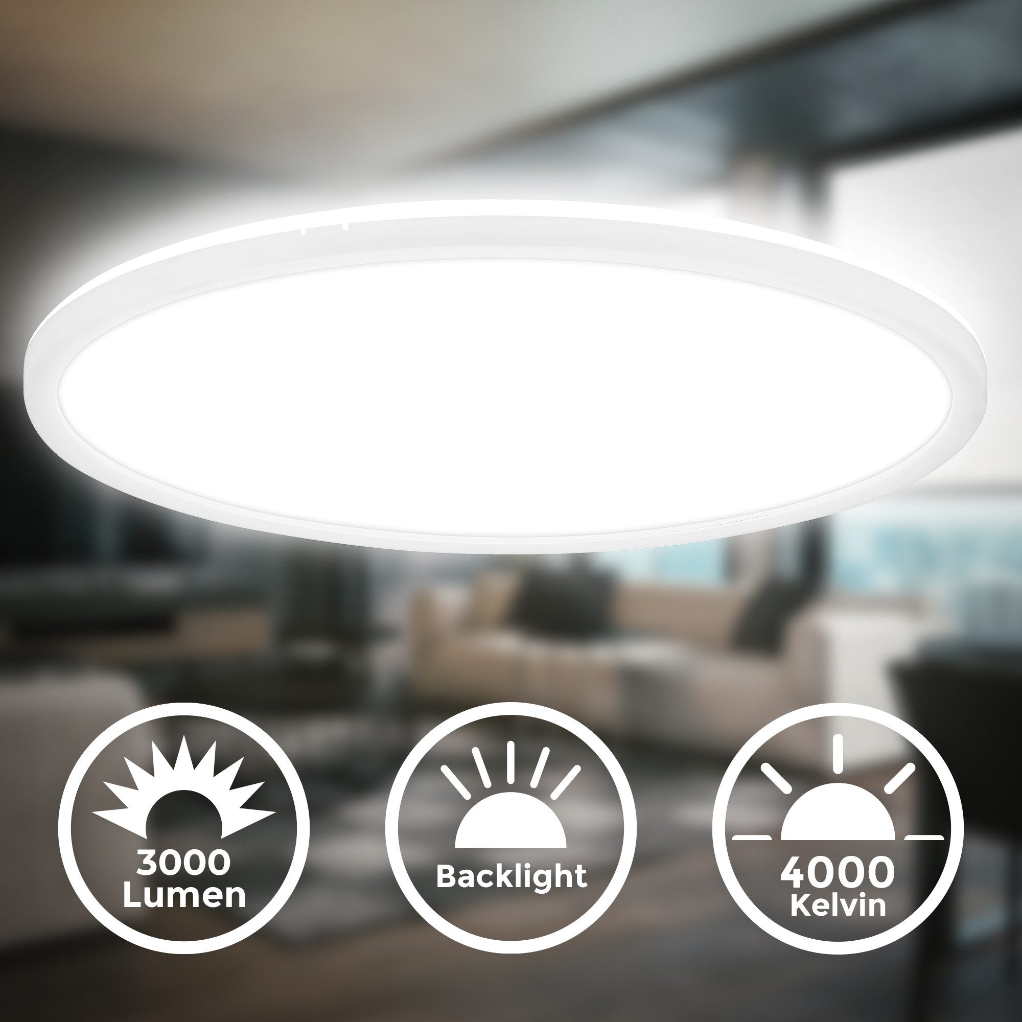 B.K.Licht Led-plafondlamp BKL1600 ultra dunne plafondlamp, LED paneel met backlight