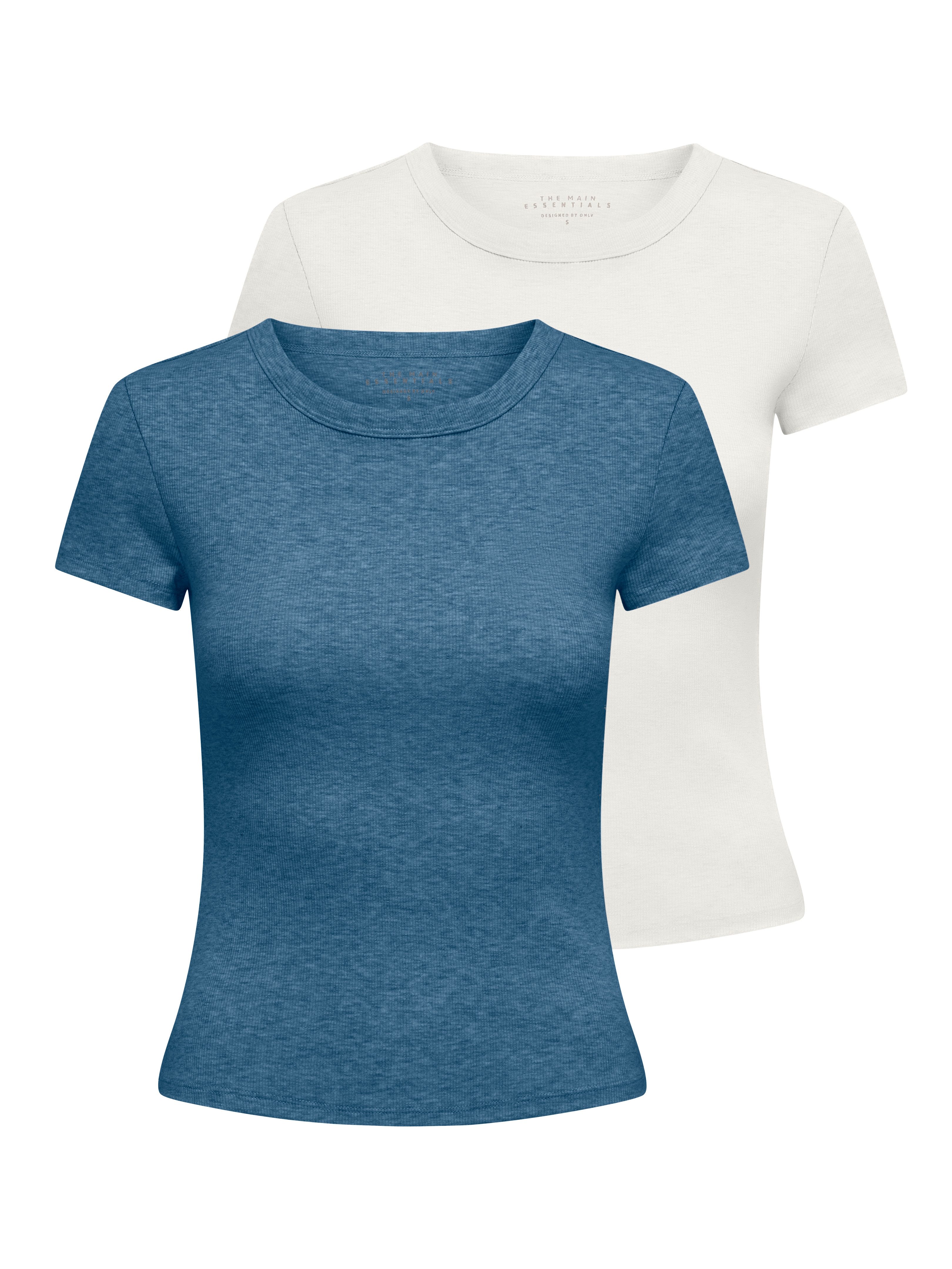 Only Shirt met korte mouwen ONLEASY S/S TOP CS JRS 2 PACK (set, 2-delig) dames t-shirts maat L (40) blauw