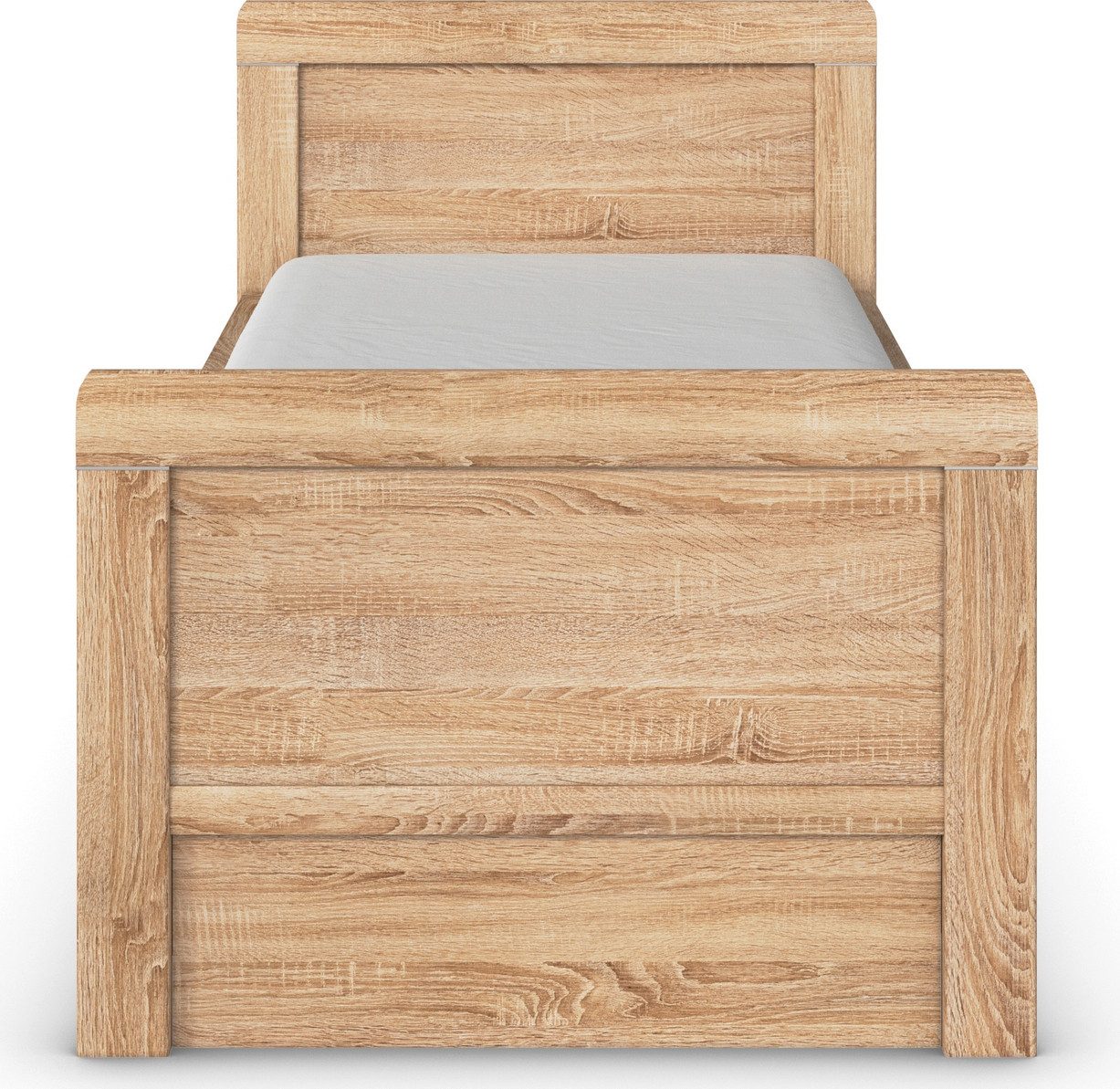rauch Ledikant met bergruimte Bed Eenpersoons Stollenbed Bedkasten EVELYN in comfortabele hoogte met houten hoofdeinde en lades made in germany