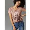aniston casual t-shirt met oil-dyed-wassing bruin