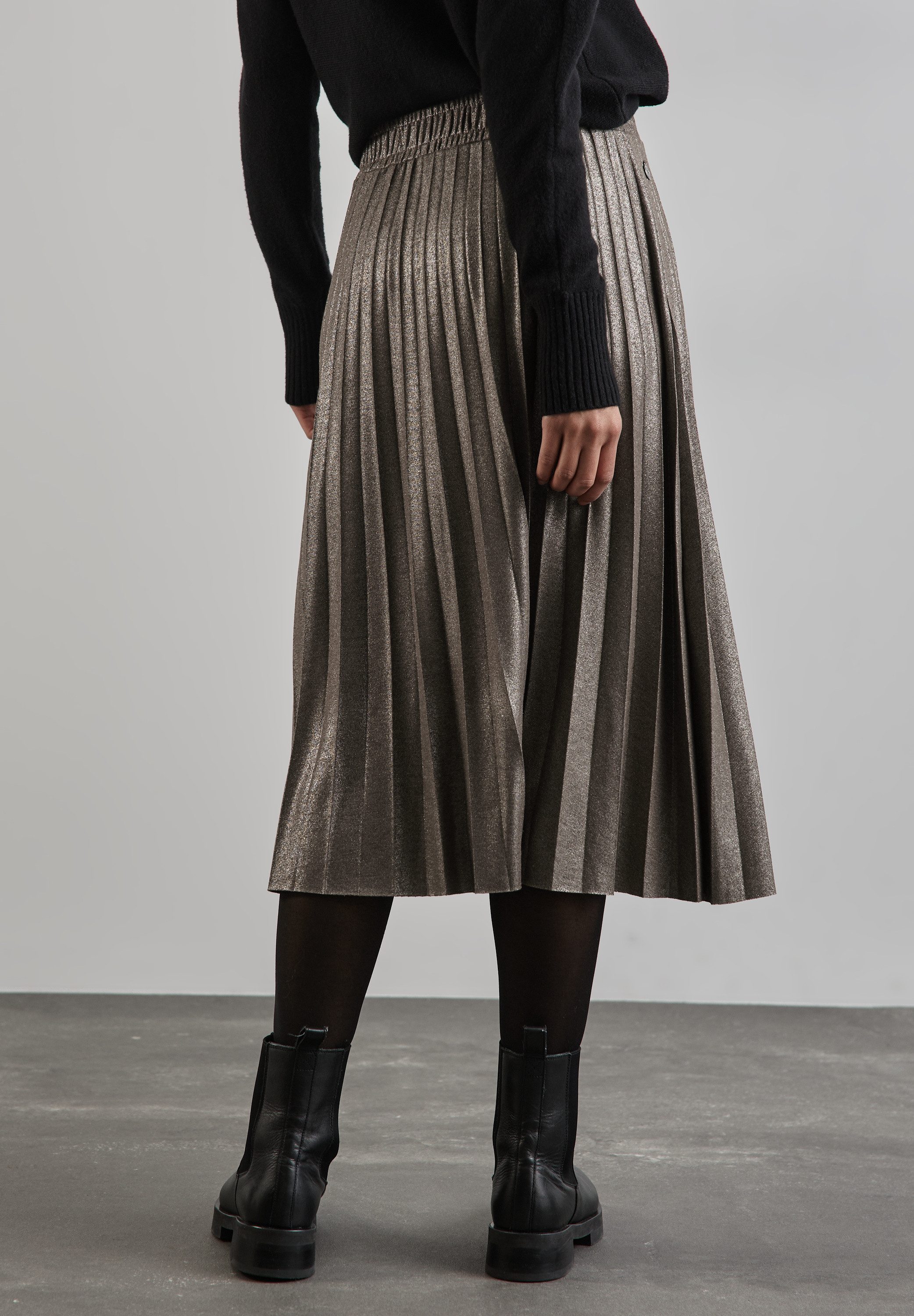 STREET ONE Plissérok glanzend, met stretch en viscose