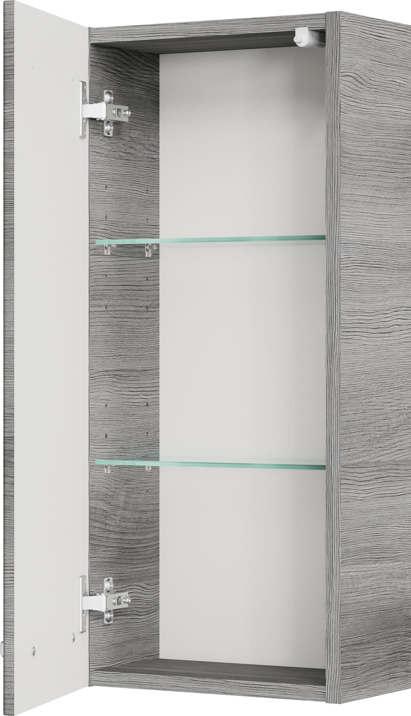 Saphir Badkamerserie Quickset 5-delig, glazen wastafel en LED-spiegelkast Hoge kast, onderkast, hangend kastje, inclusief deurdemper (6-delig)