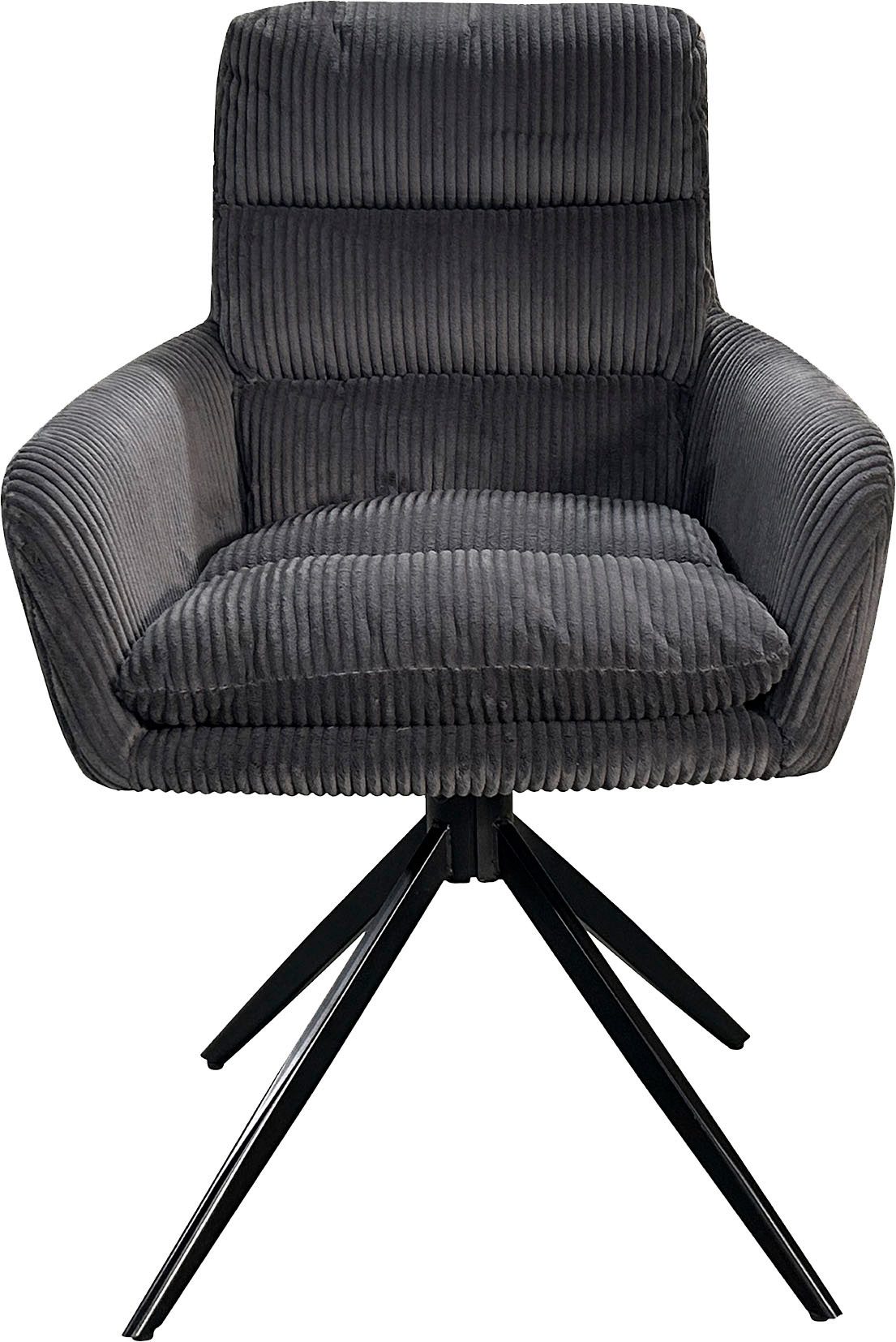 byLIVING Eetkamerstoel Pura (2-stuks set) Zitkuip 360° draaibaar, zwart metaal, armleuningstoel, diverse kleuren (set)
