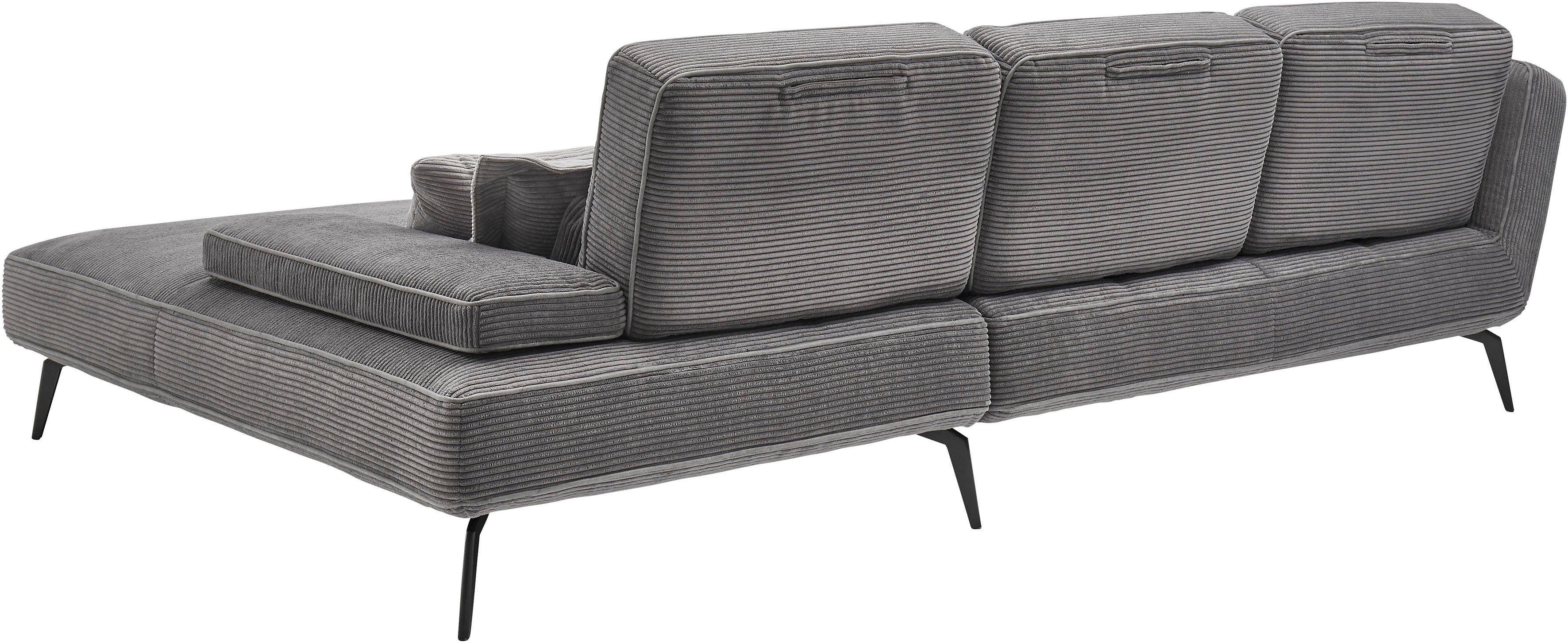 set one by Musterring Hoekbank SO 4500, voeten zwart mat, incl. draaibare rugfunctie, cord, L-vorm