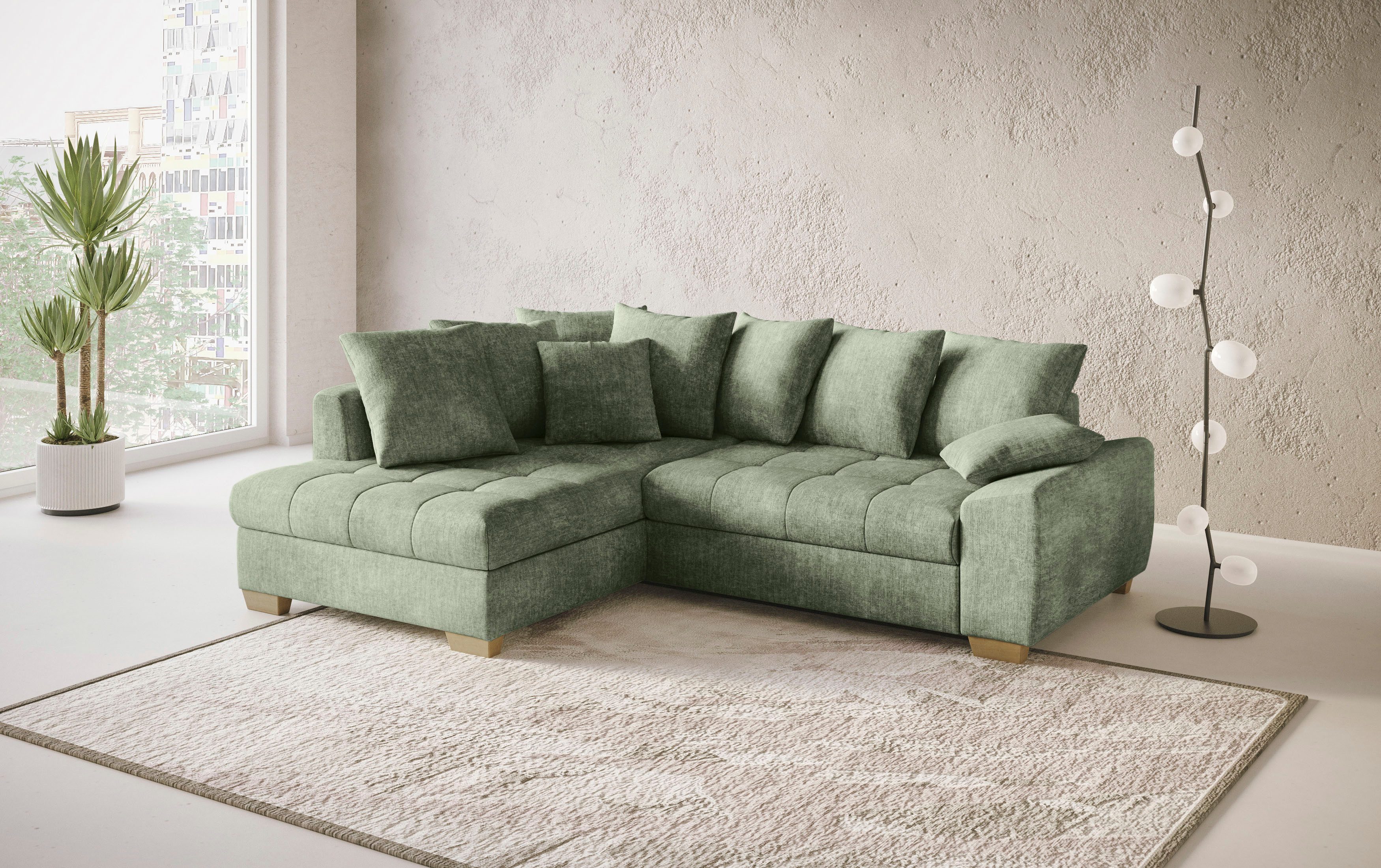 Mr. Couch Hoekbank Nikita II, L-vorm, tot 140kg per zitplaats belastbaar met koudschuim bekleding, optioneel met bed en bedlade
