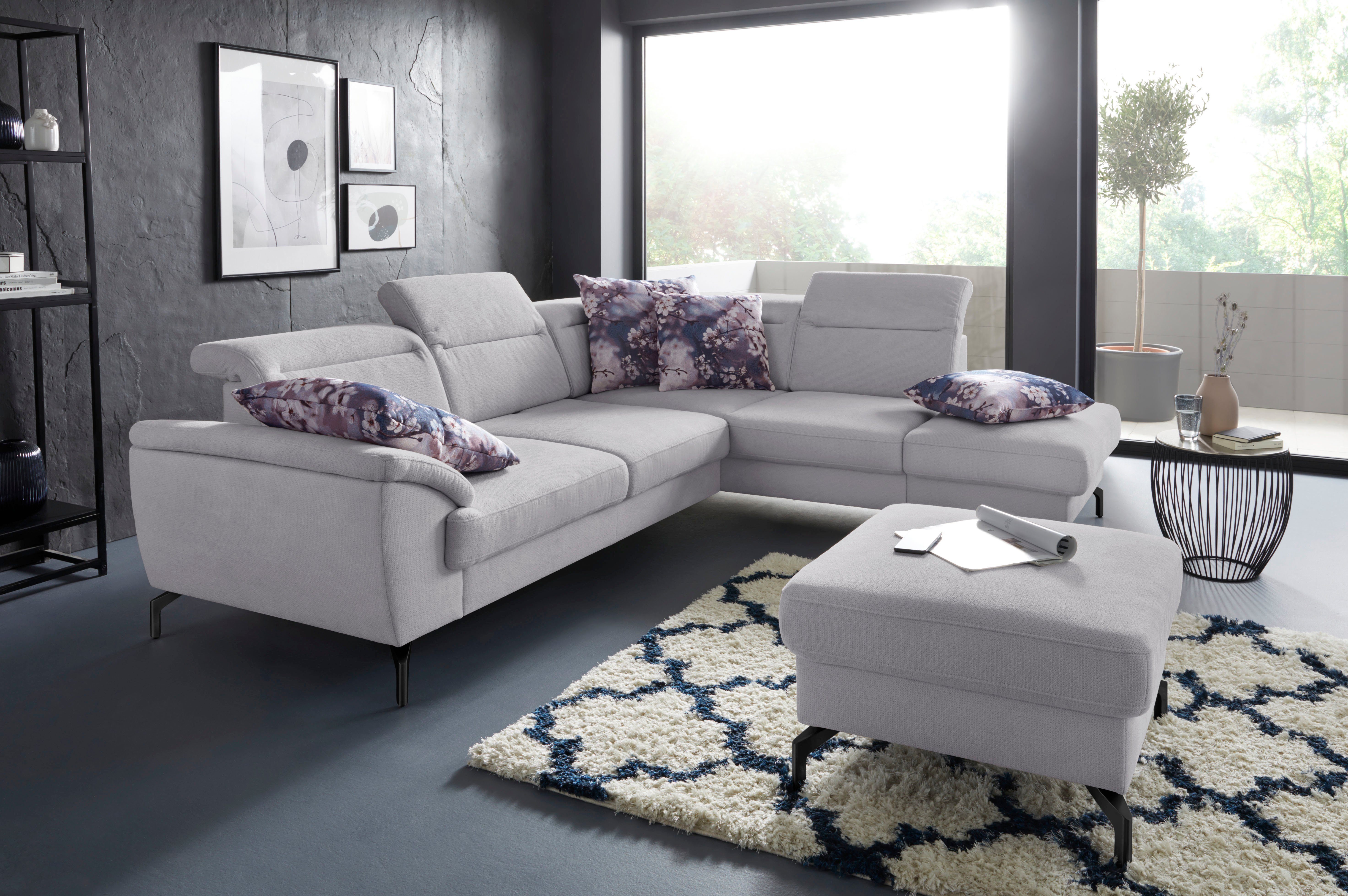 sit&more Hoekbank Percy L-vorm 15 cm poothoogte, zitdiepteverstelling, naar keuze in 2 pootkleuren