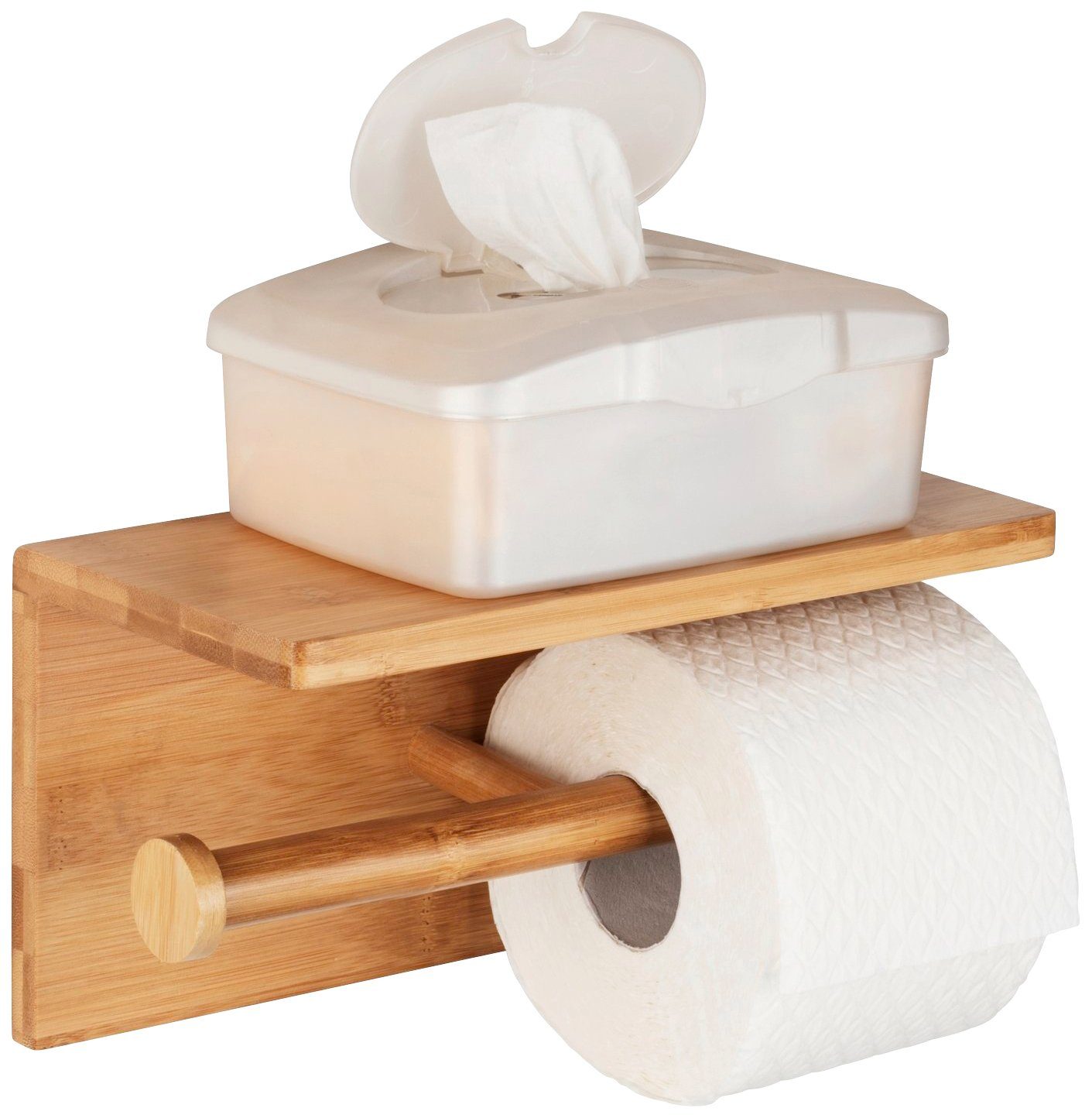 WENKO Toilet-voorraadrollenhouder Bambusa van bamboe