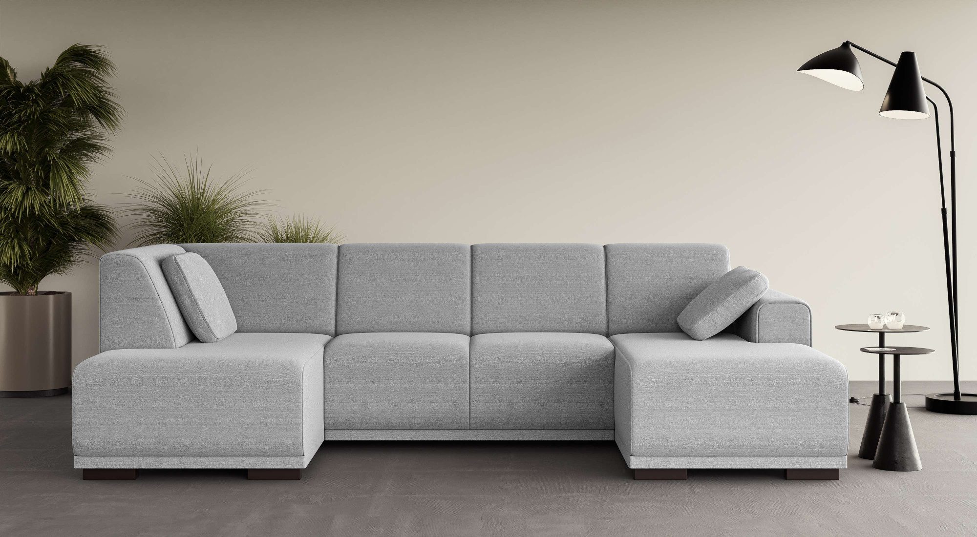 Home affaire Zithoek BORNHOLM U-vorm met chaise longue rechts/links, B/D/H: 300/162/85 cm U-vorm met golvende ondervering, chaise longue rechts of links bestelbaar