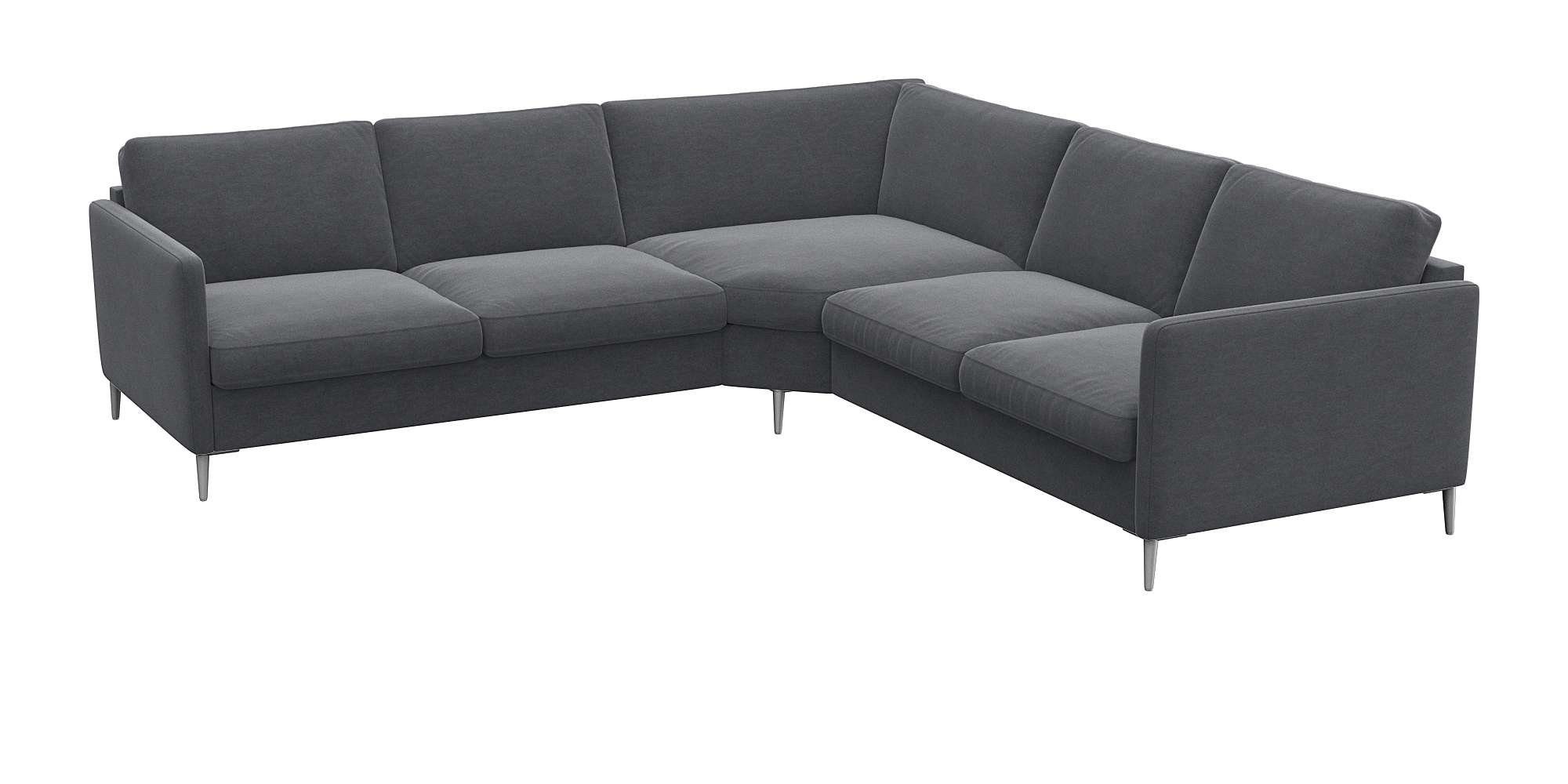 FLEXLUX Hoekbank Fiore, gelijkbenig, comfortabel door hoogwaardige zitconstructie smalle armleuningen, super zitcomfort door koudschuim, voeten van aluminium