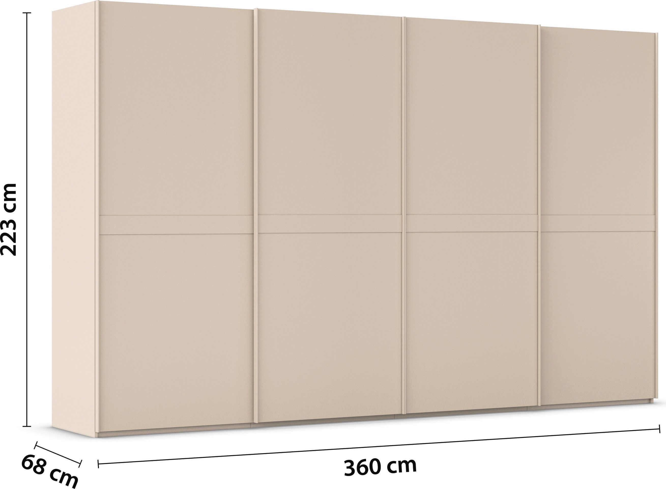 rauch Schuifdeurkast Kledingkast kast garderobe slaapkamerkast SCALE-LINE edel uiterlijk met buikband in corpuskleur decorfront made in germany