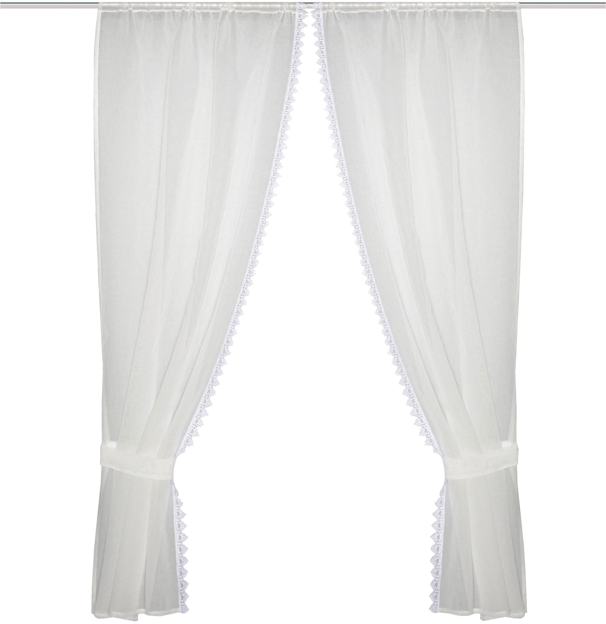 HOME WOHNIDEEN Gordijn Nishay 4-delige raffgarnituur in linnenlook, macramé (1 stuk)