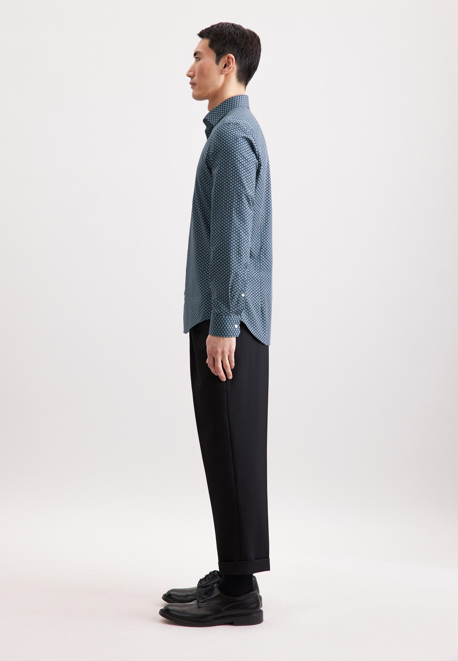 seidensticker Businessoverhemd Zwarte roos Slim 1/1 Kentkraag print