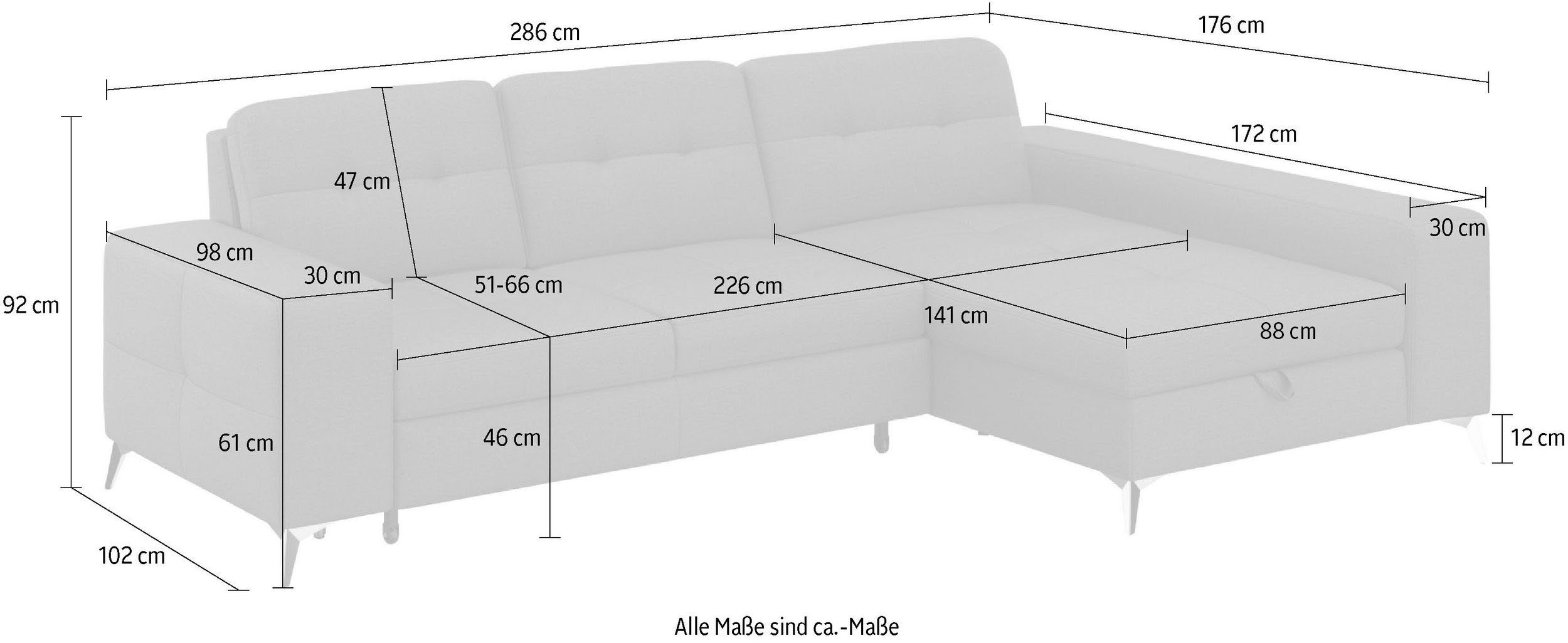 sit&more Hoekbank Baviene L-vorm inclusief zitdiepteverstelling en binnenvering, slaapfunctie naar keuze