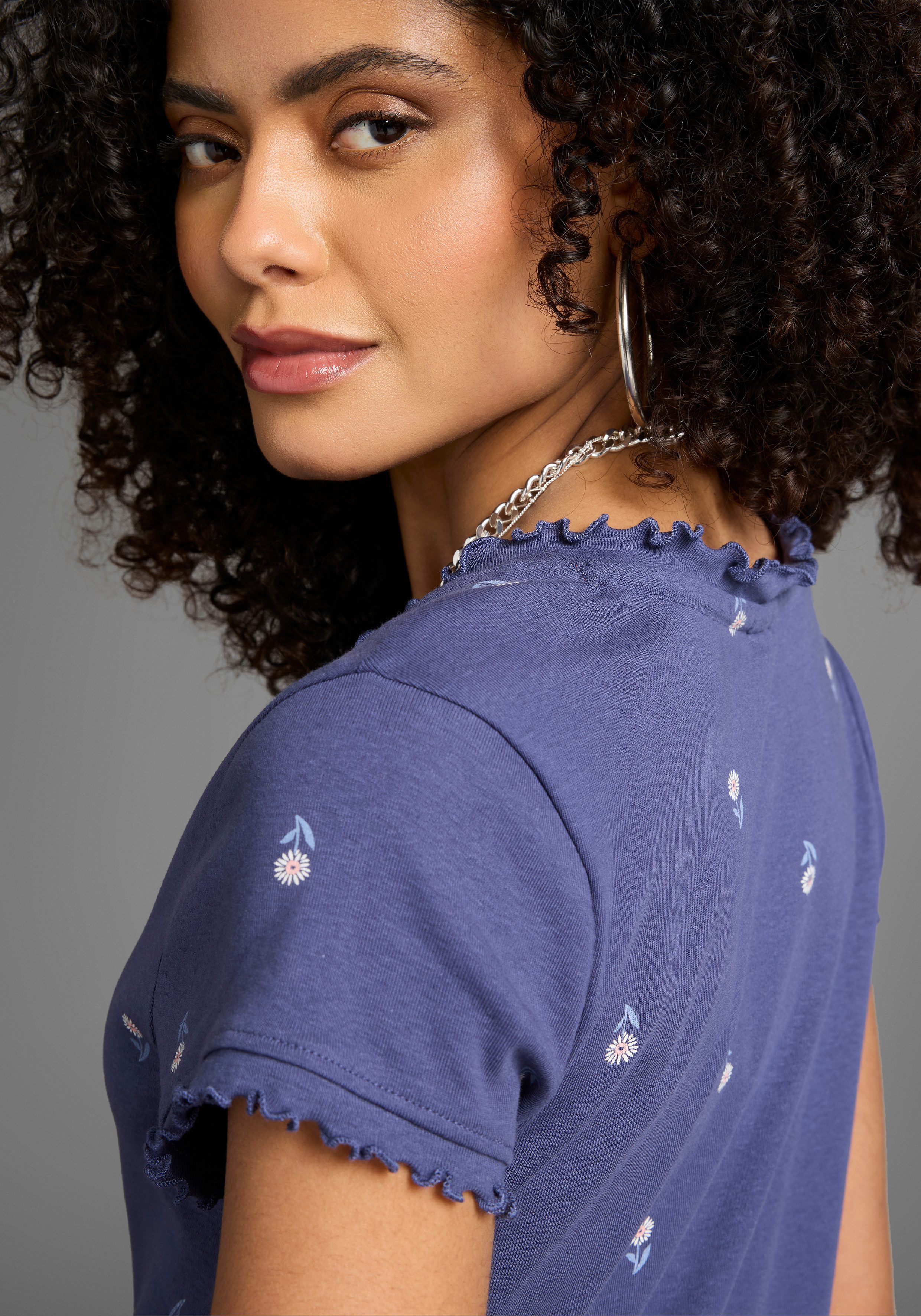 KangaROOS Shirt met korte mouwen korte mouw, figuuraccentuerend, van katoen