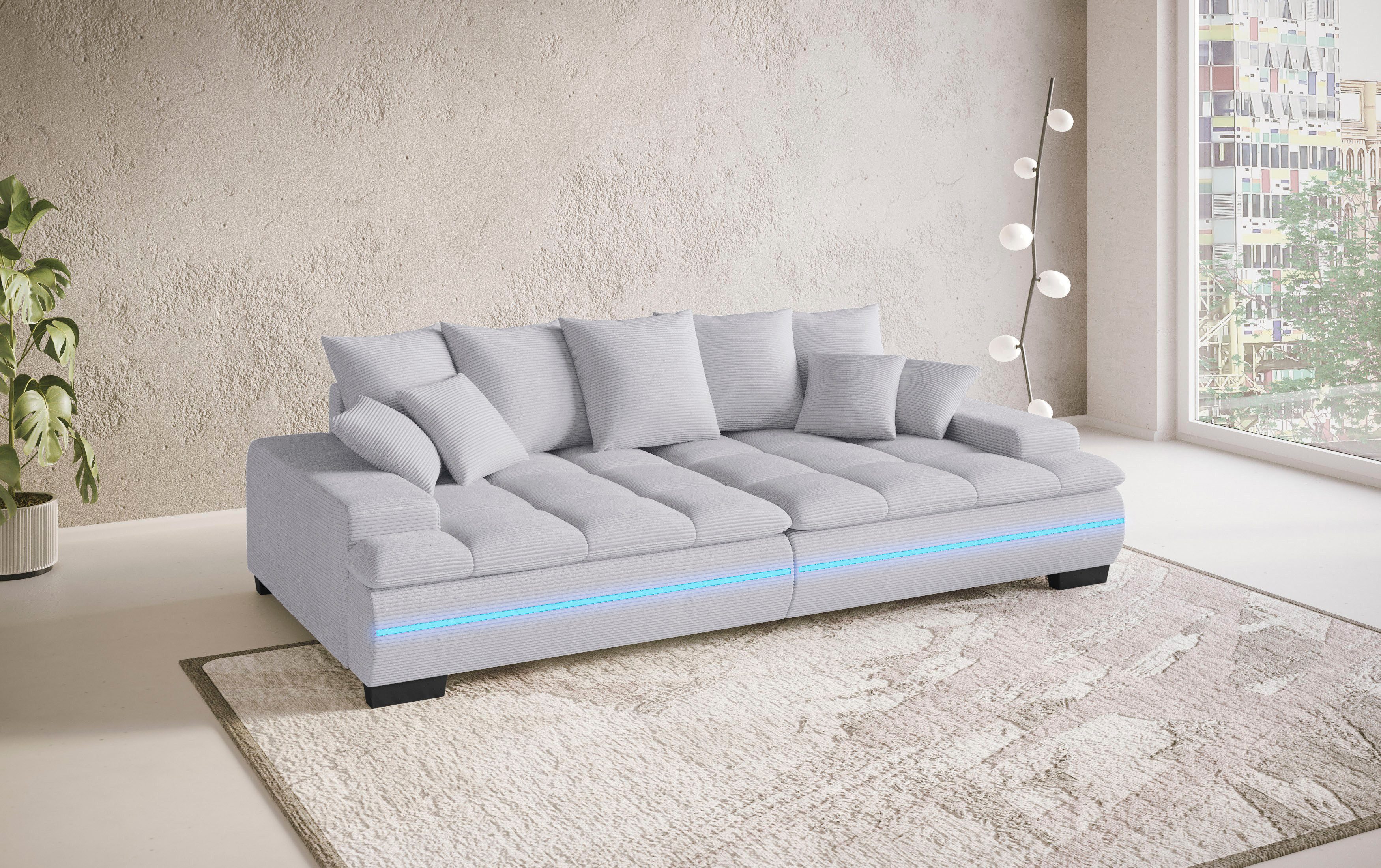 Mr. Couch Megabank Haiti II RGB-LED RGB-LED verlichting, met ambachtelijk gemaakte comfort-stiksel