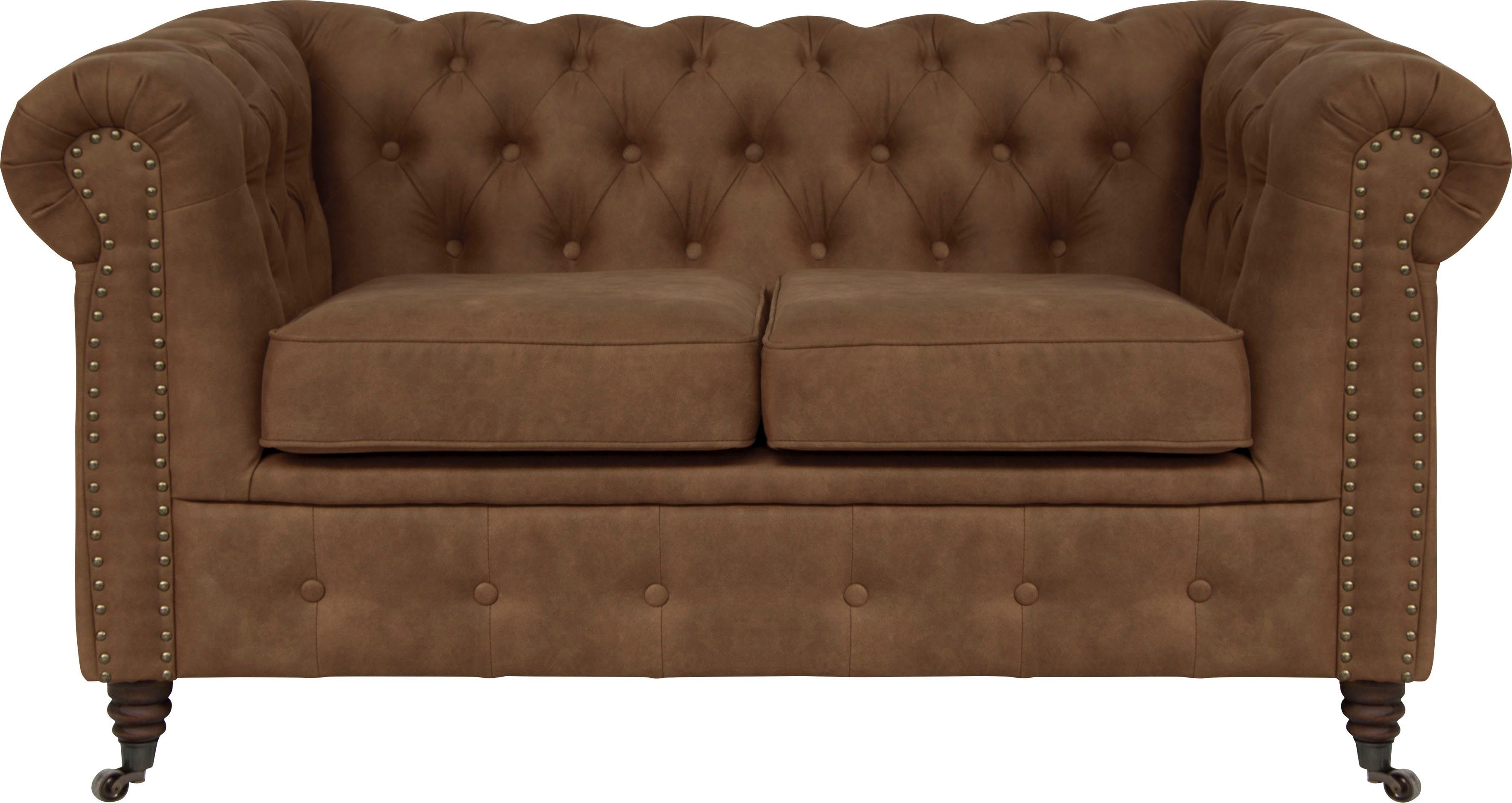 Home affaire Chesterfield-bank Aarburg luxueuze capitonnage en siernagels in chesterfield-design bruin, chesterfield banken