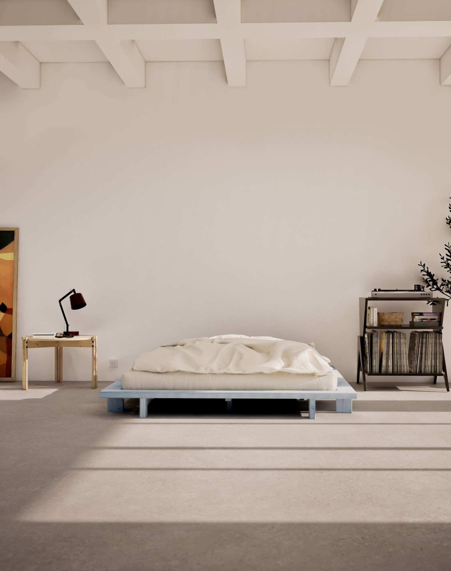 Karup Bedframe JAPAN BED grondbed, houten frame, futonbed, jeugdbed, houten bed Massief houten bed met lattenbodem, massief grenen, bed zonder hoofdeinde