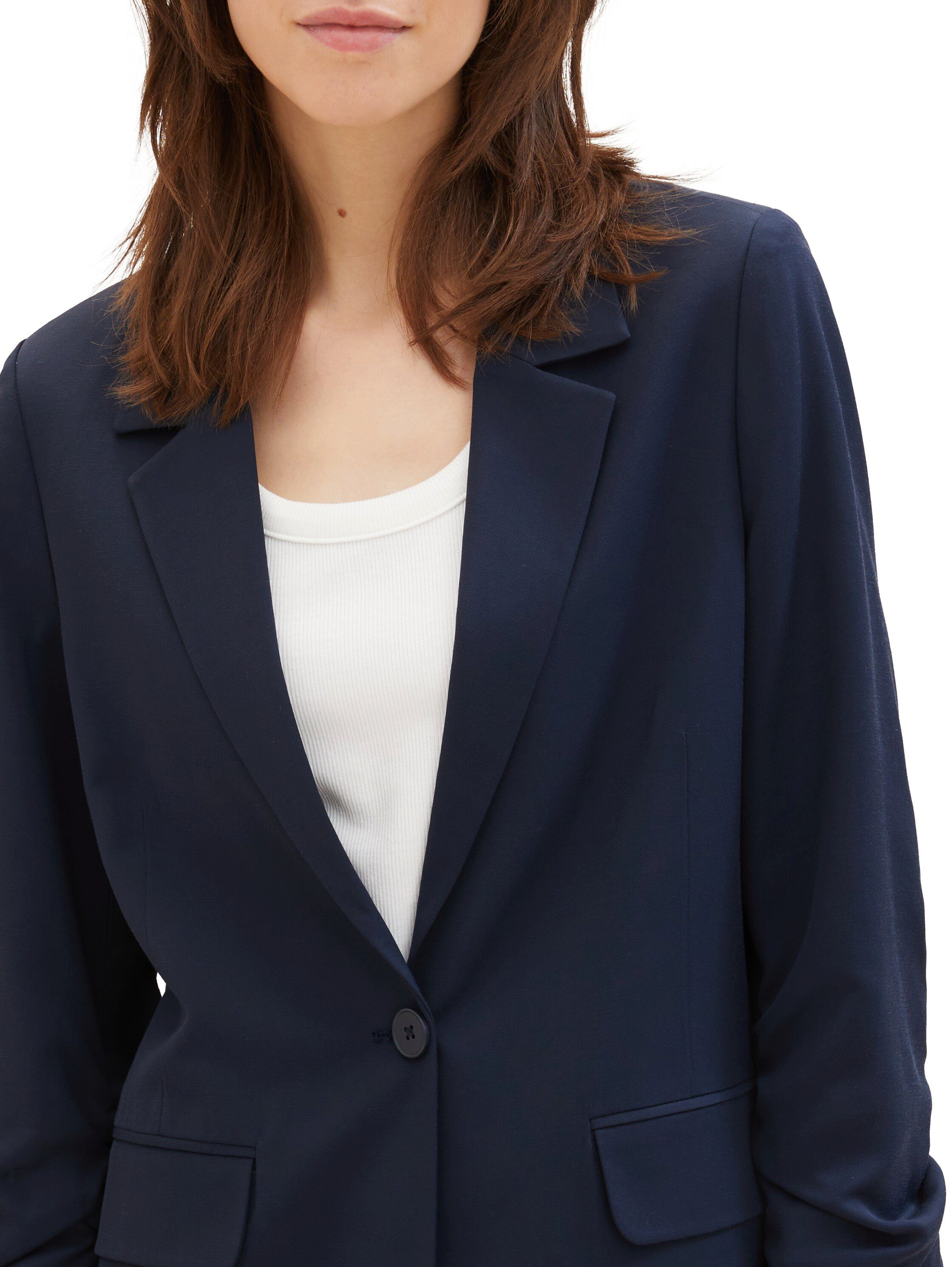 Tom Tailor Denim Korte blazer met gerimpelde mouwen en vloeiende viscose