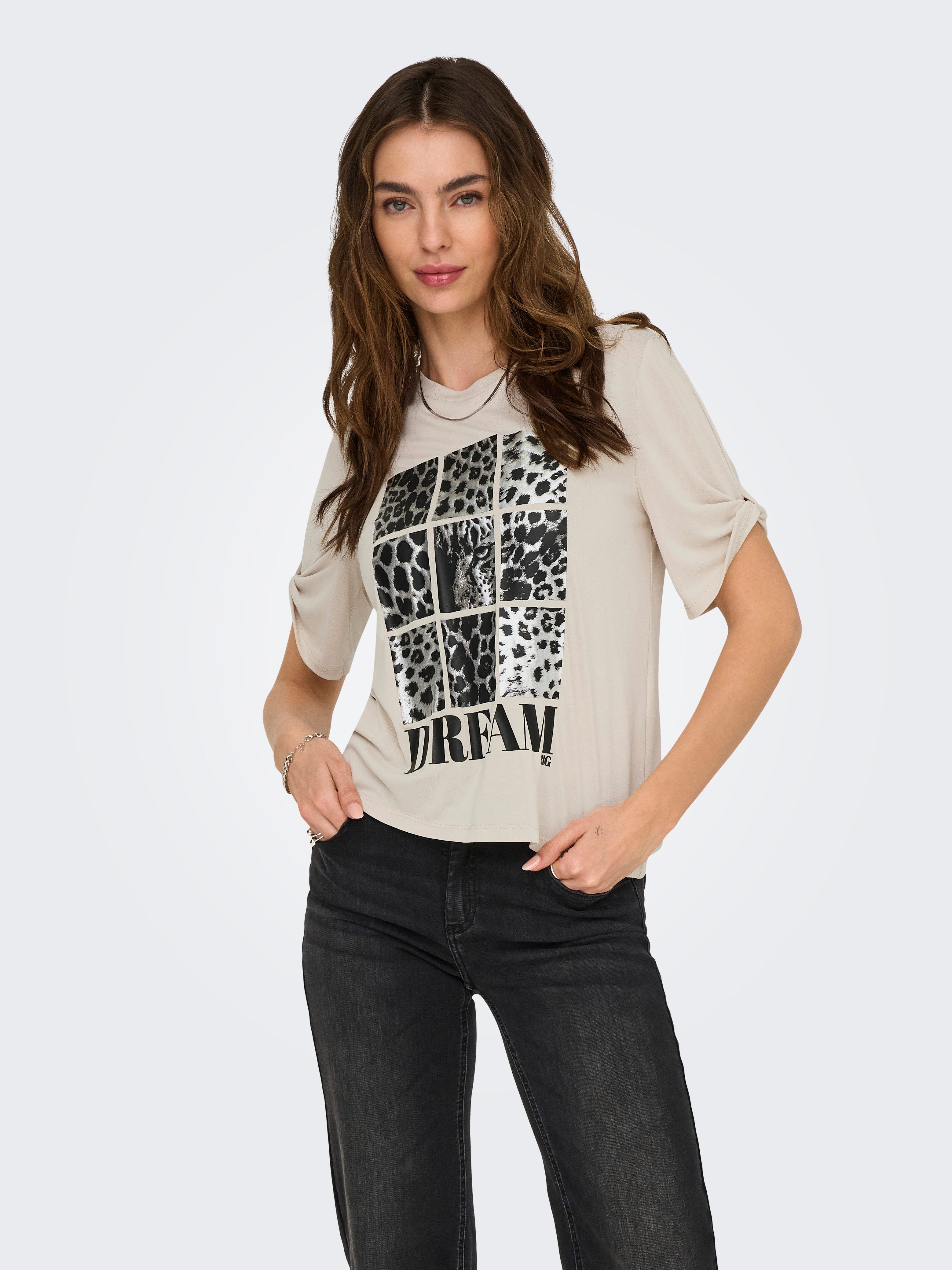 Only Shirt met korte mouwen ONLFREE LIFE S/S CREATE TOP BOX JRS