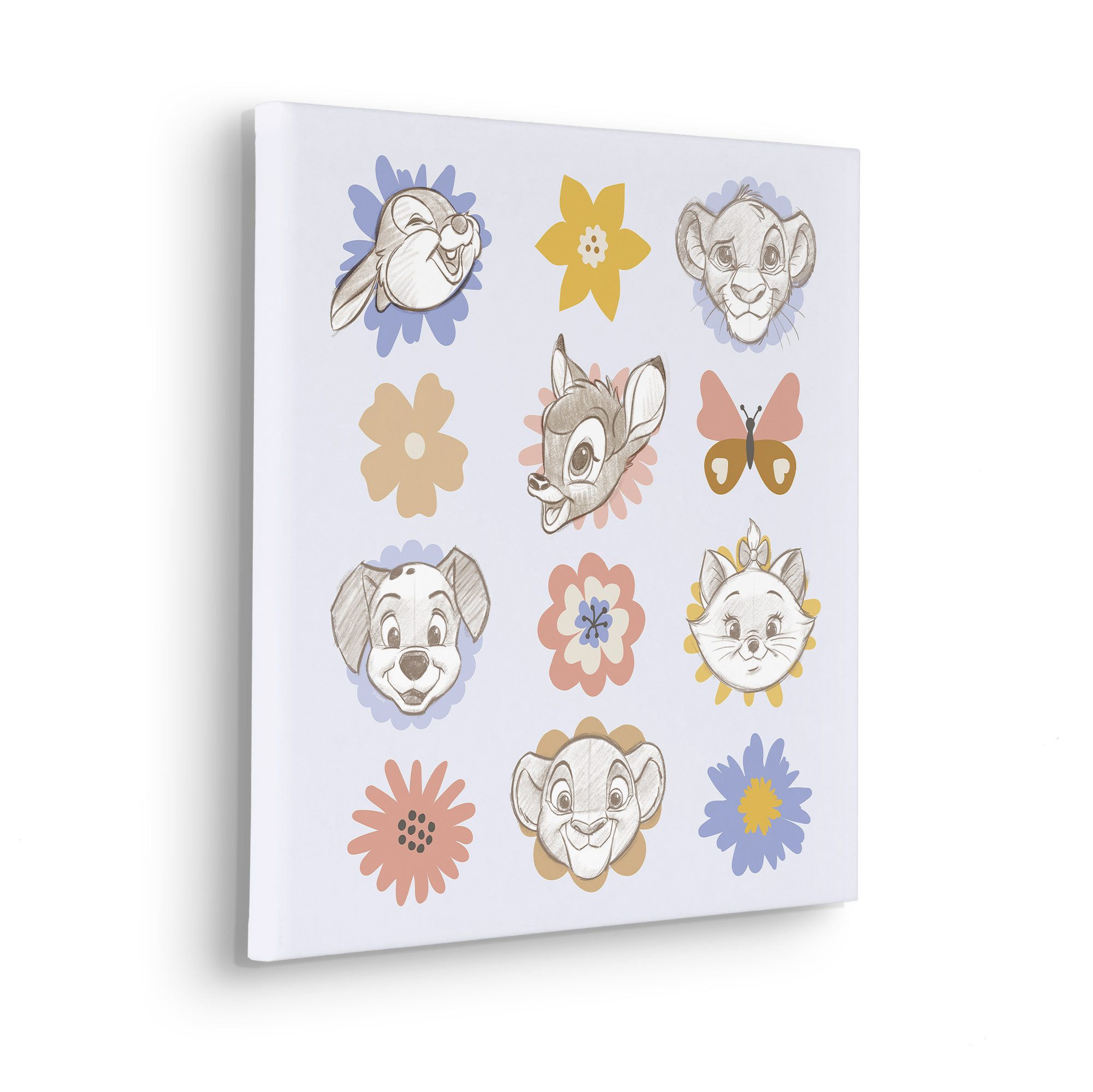 Komar Artprint op linnen Disney Classics Flowerheads 40 x 50 cm (breedte x hoogte) - kinderkamer, decoratie (1 stuk)