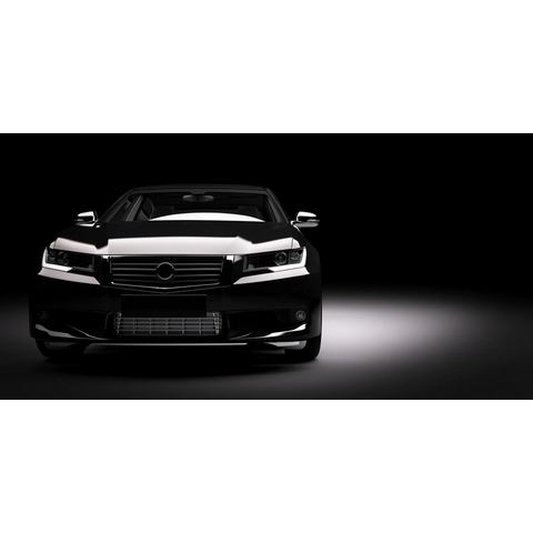 Papermoon Fotobehang Schwarzes Auto im Rampenlicht