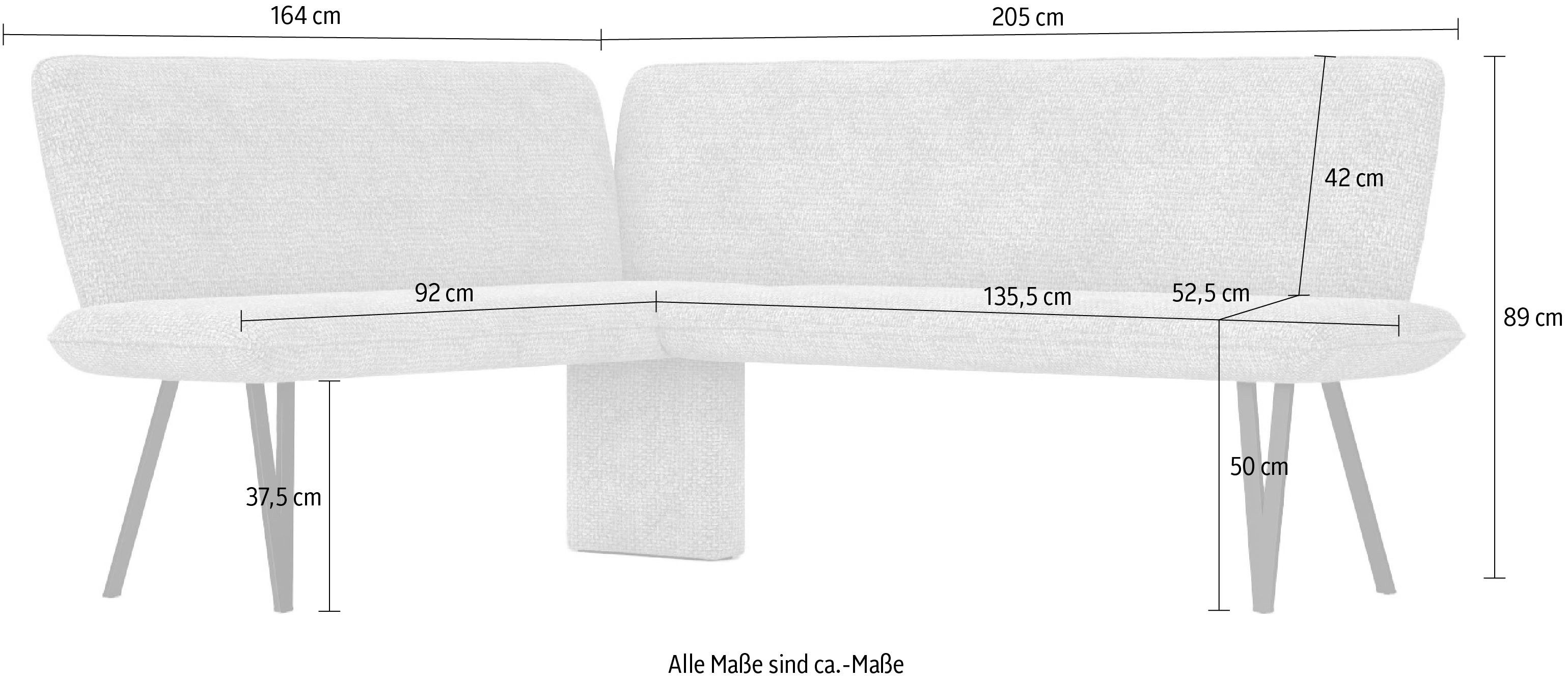 Home affaire Hoekbank Mily Keukenbank, Kussenbank, Eettafelbank, 205x164 cm Moderne bank en kleuren, aantal zitplaatsen: 5, vrij in de ruimte te plaatsen