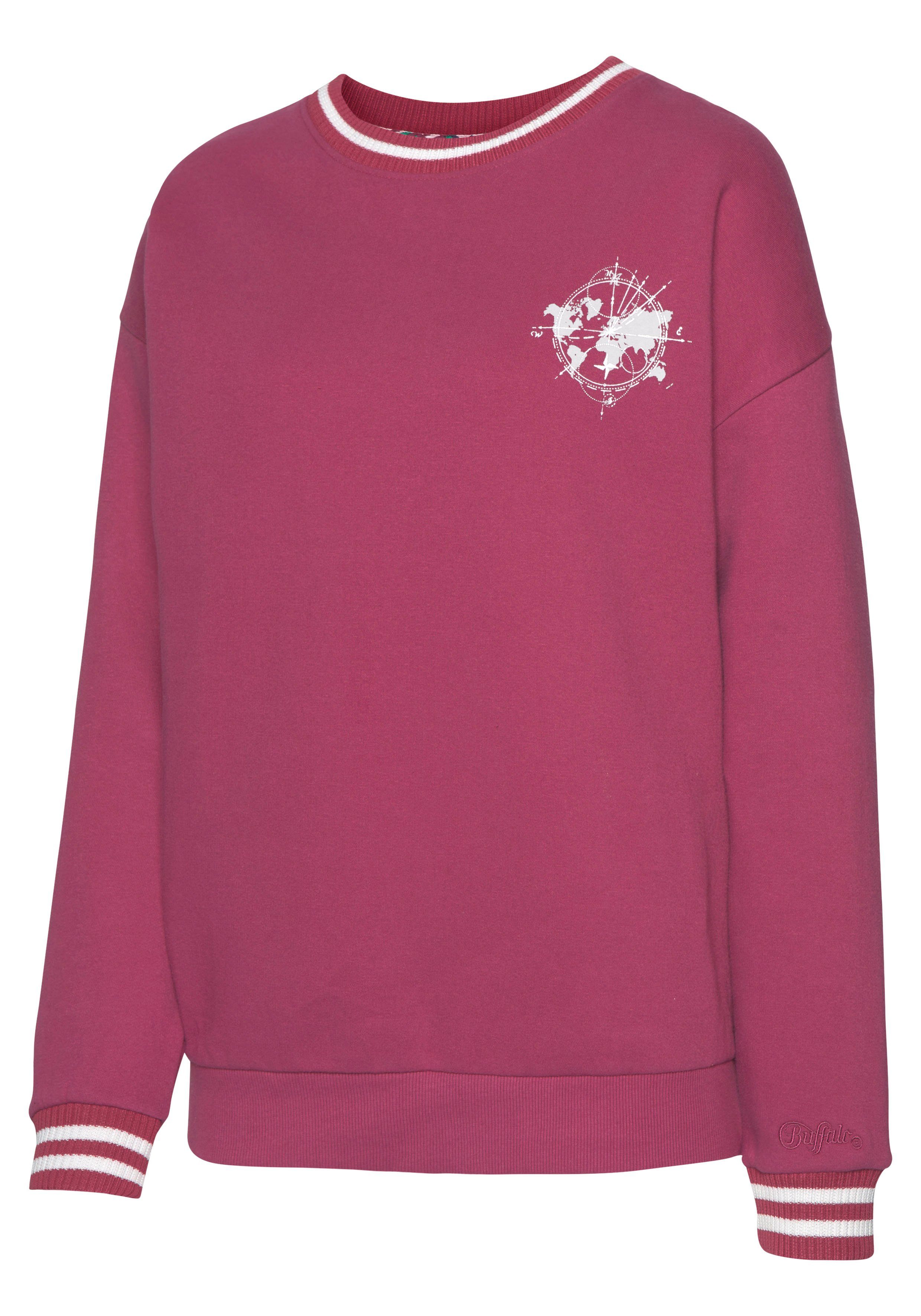 Buffalo Sweatshirt met contrast-ribboord en print, loungepak