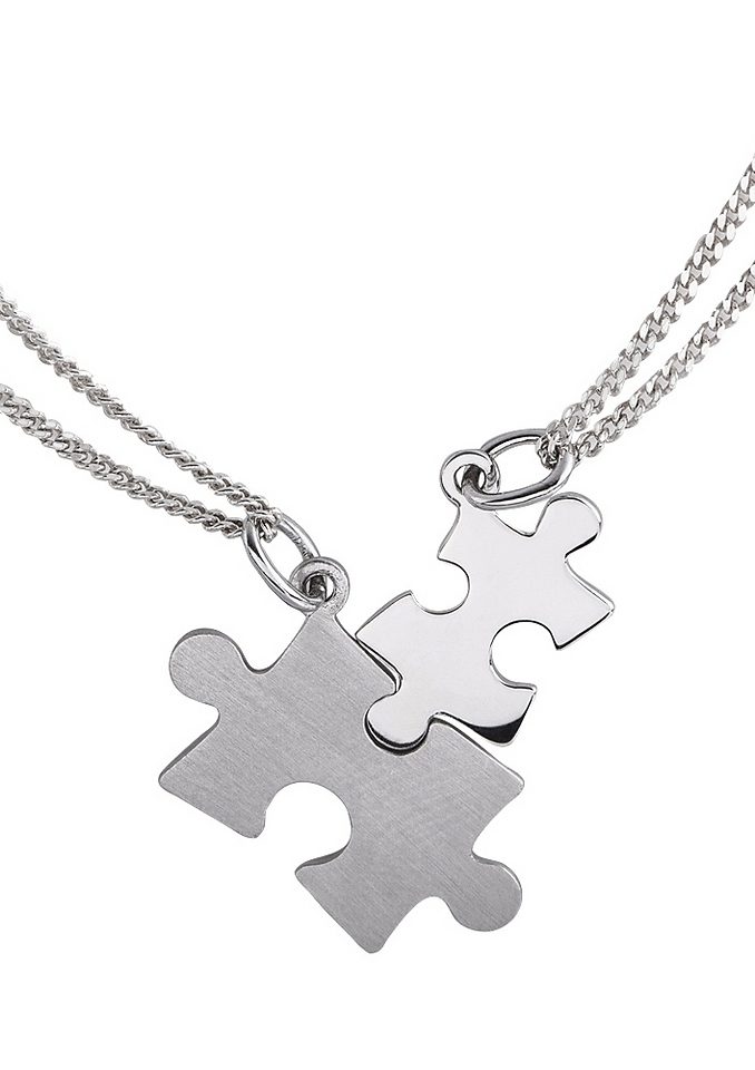 Sieradenset: partnersieraden bestaand uit 2 halskettingen en hangers Puzzel (4-dlg.)