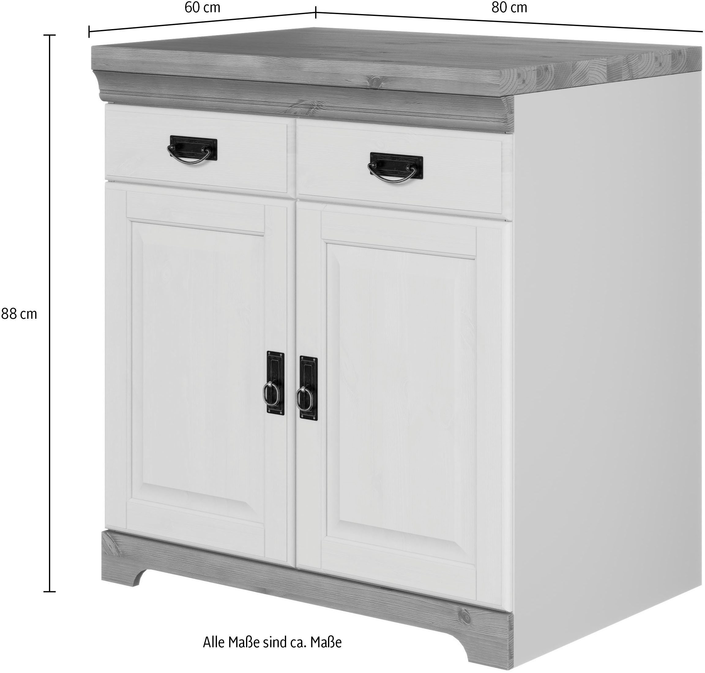 Home affaire Gootsteenkast Rügen Breedte 80 cm, massief grenen, met 2 deuren