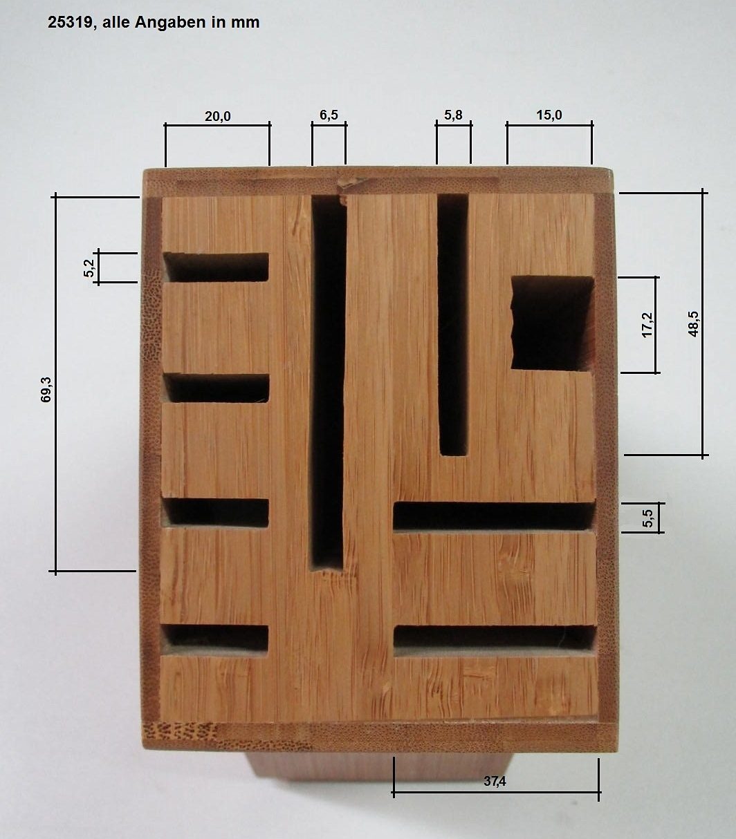 Zeller Present Messenblok Bamboo geschikt voor 8 messen en een schaar (1-delig)