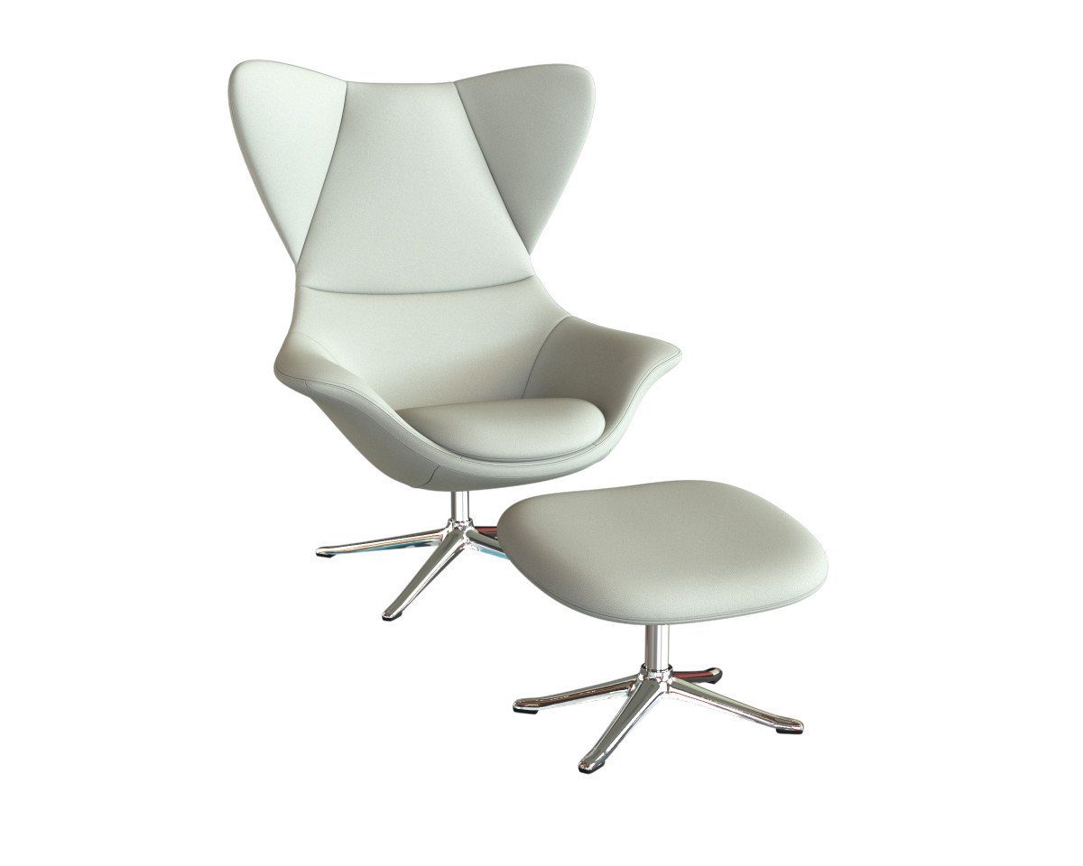FLEXLUX Oorfauteuil Stilo relaxstoel, TV-stoel Solitaire, stijlicoon, draaibaar, aluminium basis fauteuils wit