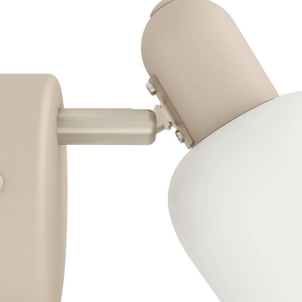 EGLO Plafondspot CORATO Wandlamp, wandspot van metaal in zandkleur en glas in wit, E14 (1 stuk)
