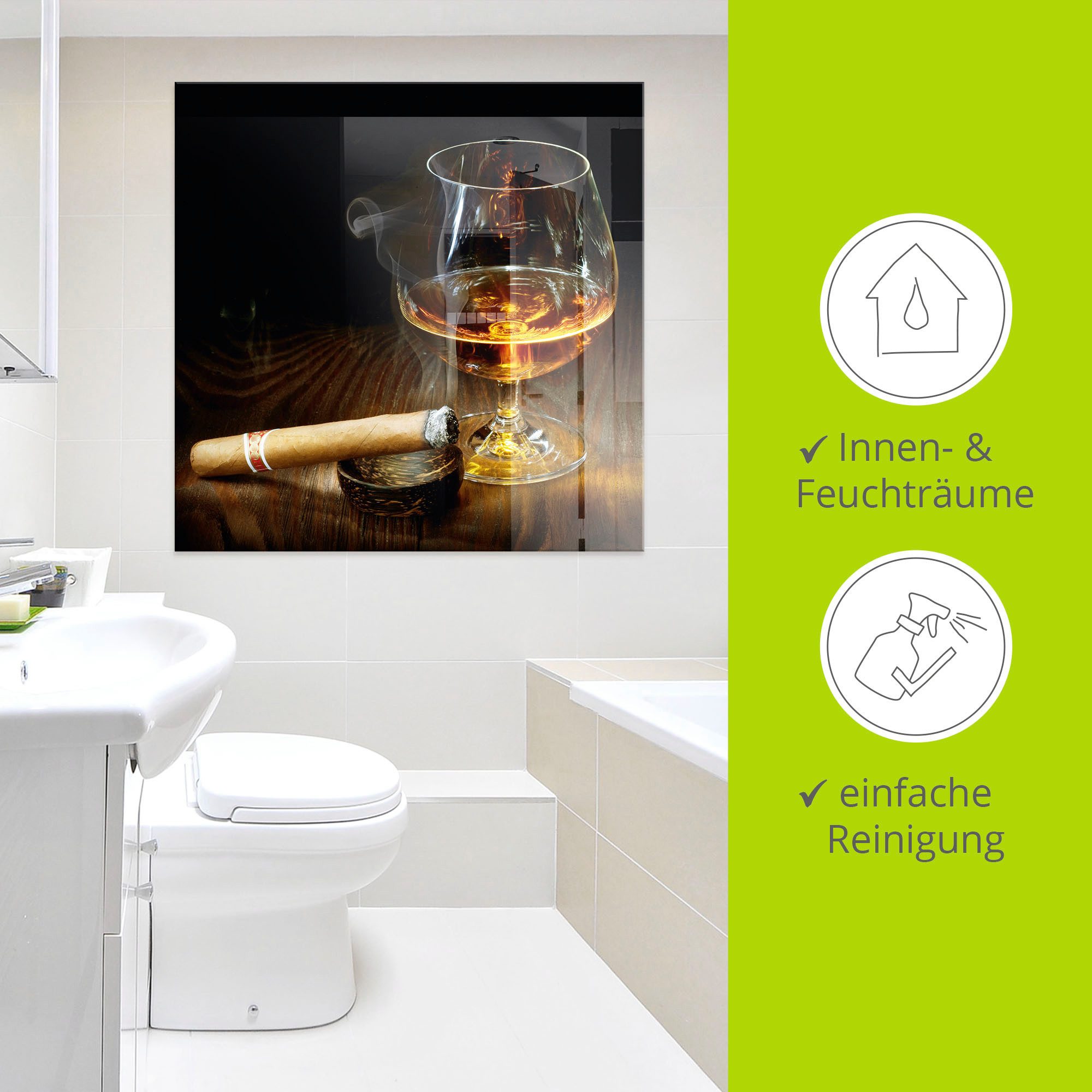 Artland Print op glas Sigaar en cognac in verschillende maten