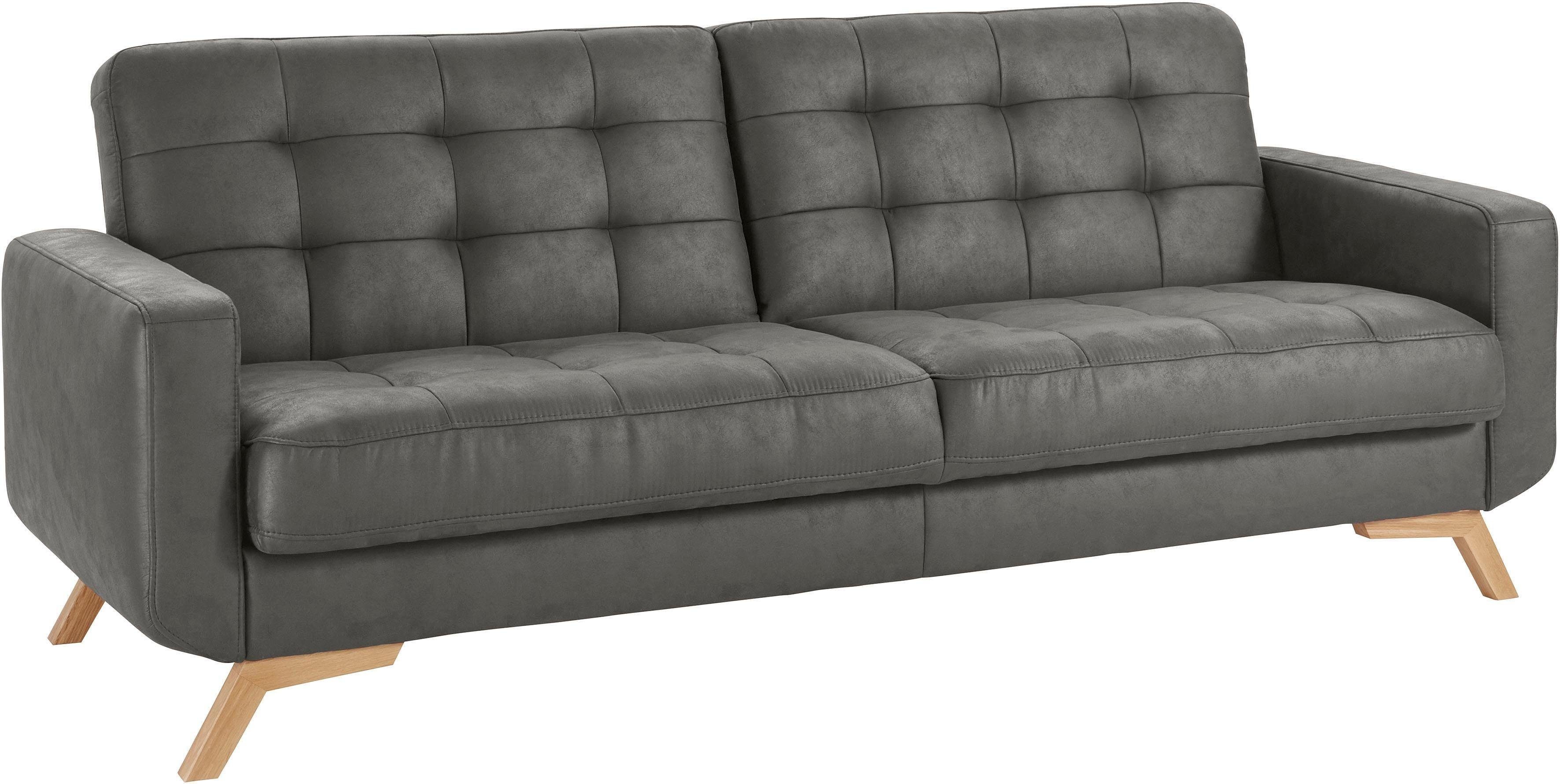 exxpo - sofa fashion 3-zitsbank Fiord, actueel design, geweldige afwerking in zitting en rug comfortabel, optioneel kantelbank met bedfunctie en bedlade, houten voet
