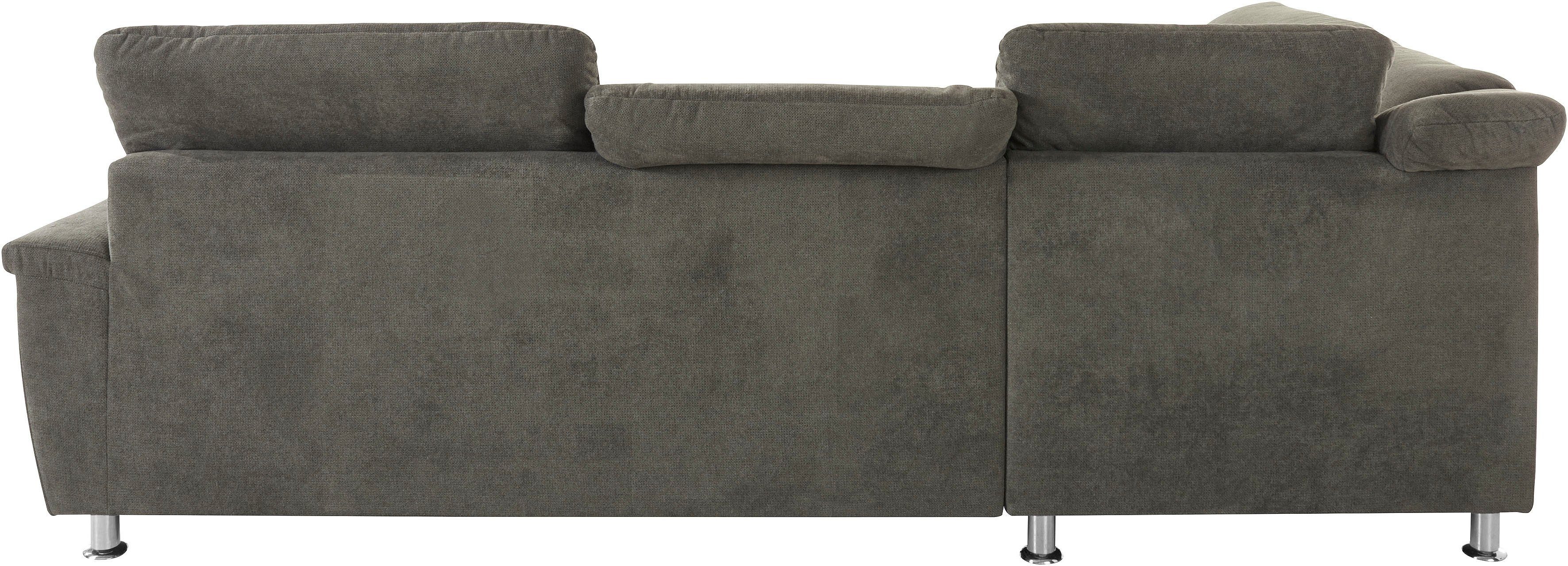 DOMO collection Hoekbank Franzi L-vorm naar keuze met verstelbare hoofdsteun (dan breedte: 275 cm)