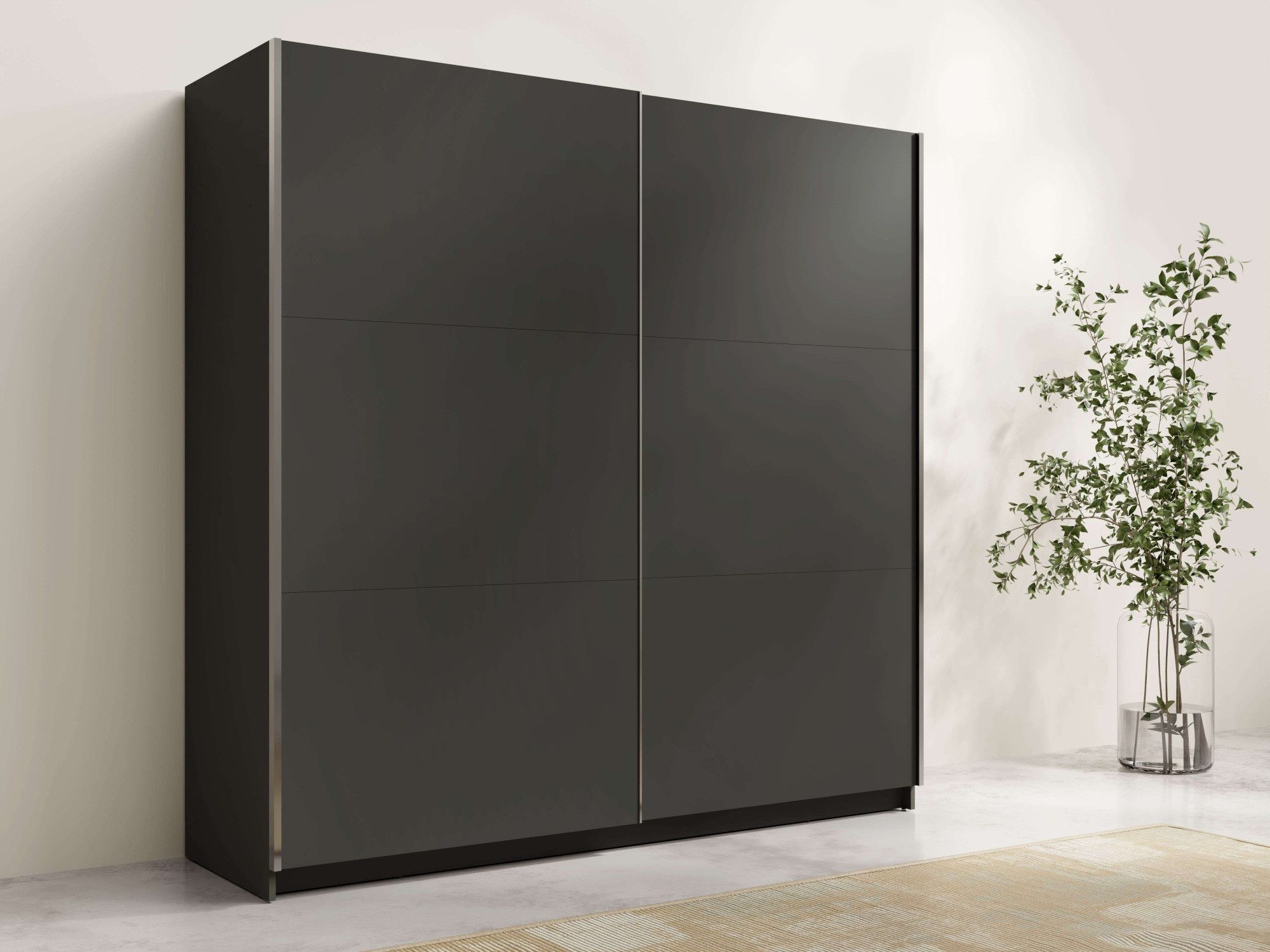 Home affaire Kledingkast Fresno met 5 planken en kledingstang Garderobe met 2 schuifdeuren, B/H/D 150/207/62 cm kledingkasten grijs