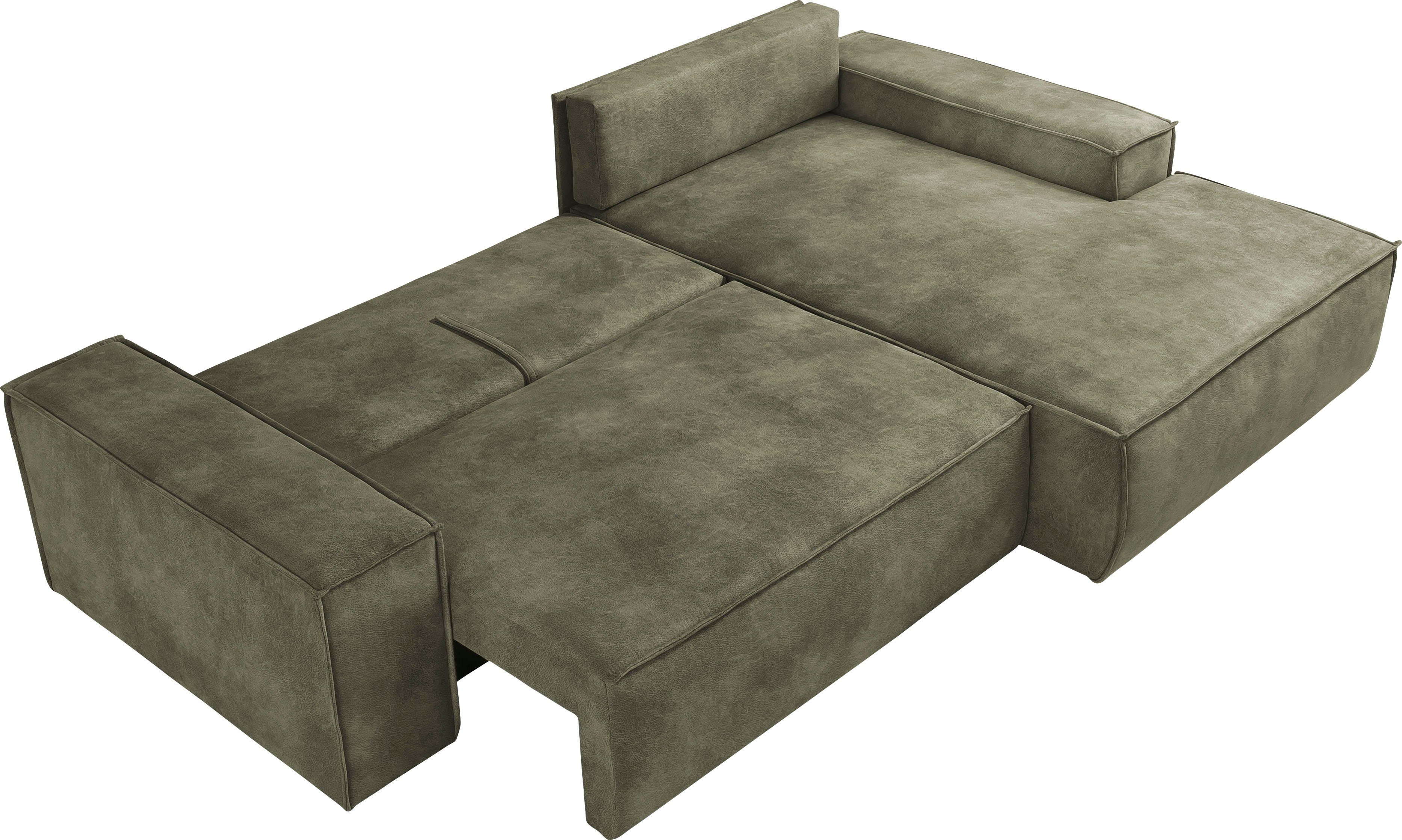 Home affaire Hoekbank SHERWOOD bedbank 267 cm, L-model, Slaapfunctie met bedlade (210x136 cm), cord, vintage, fluweel