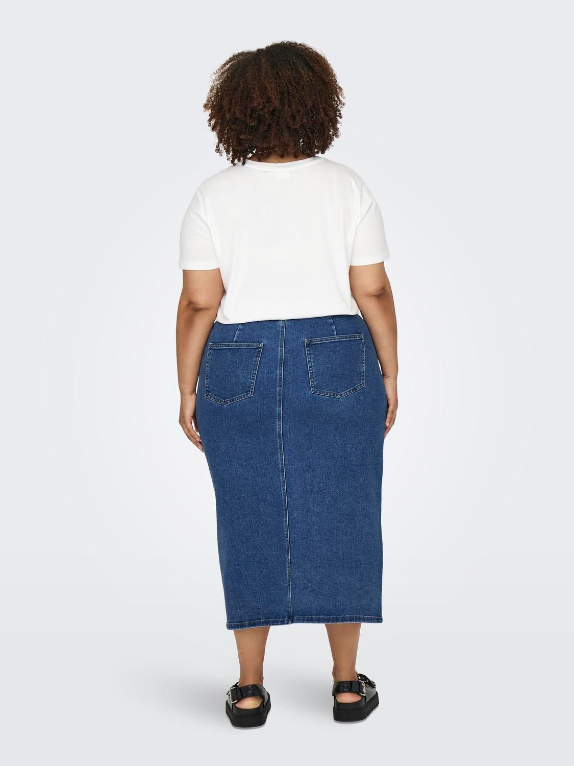 ONLY CARMAKOMA Jeans rok CARSIRI FRONT SLIT SKIRT DNM GUA NOOS