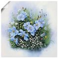 artland artprint blauwe bloemen in vele afmetingen  productsoorten -artprint op linnen, poster, muursticker - wandfolie ook geschikt voor de badkamer (1 stuk) wit
