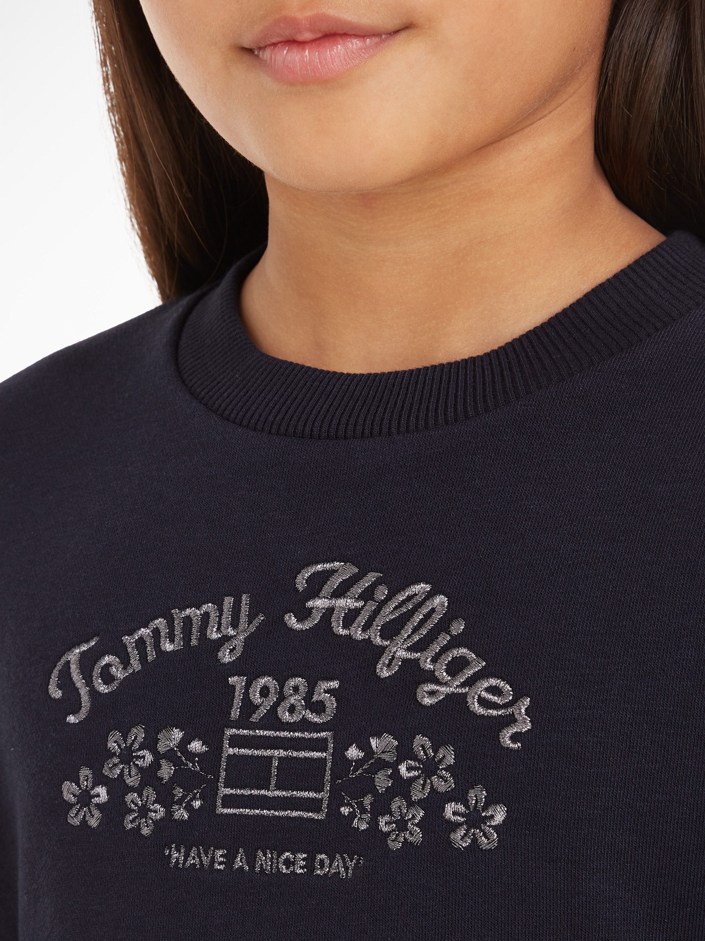 Tommy Hilfiger Gebreide jurk EMB FLOWER KNITTED DRESS LS Kinderen tot 16 jaar met logo-opdruk