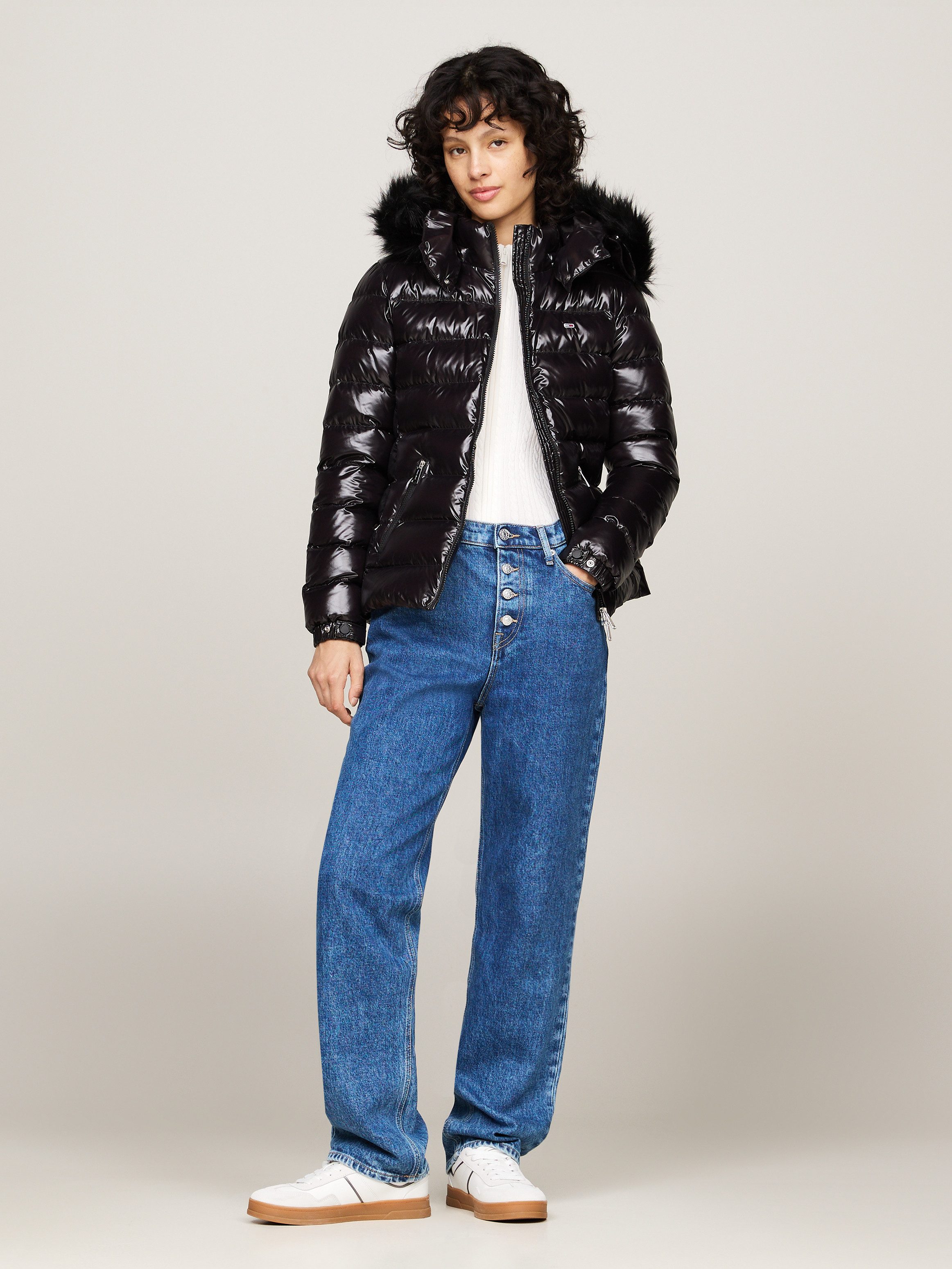 TOMMY JEANS Gewatteerde jas met imitatiebont